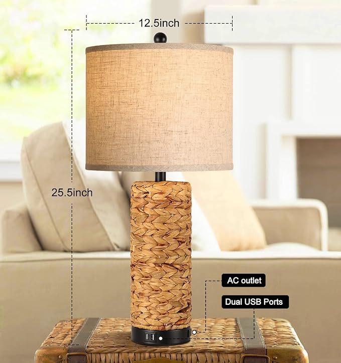 Tall Farmhouse Rustic Table Lamps Set of 2