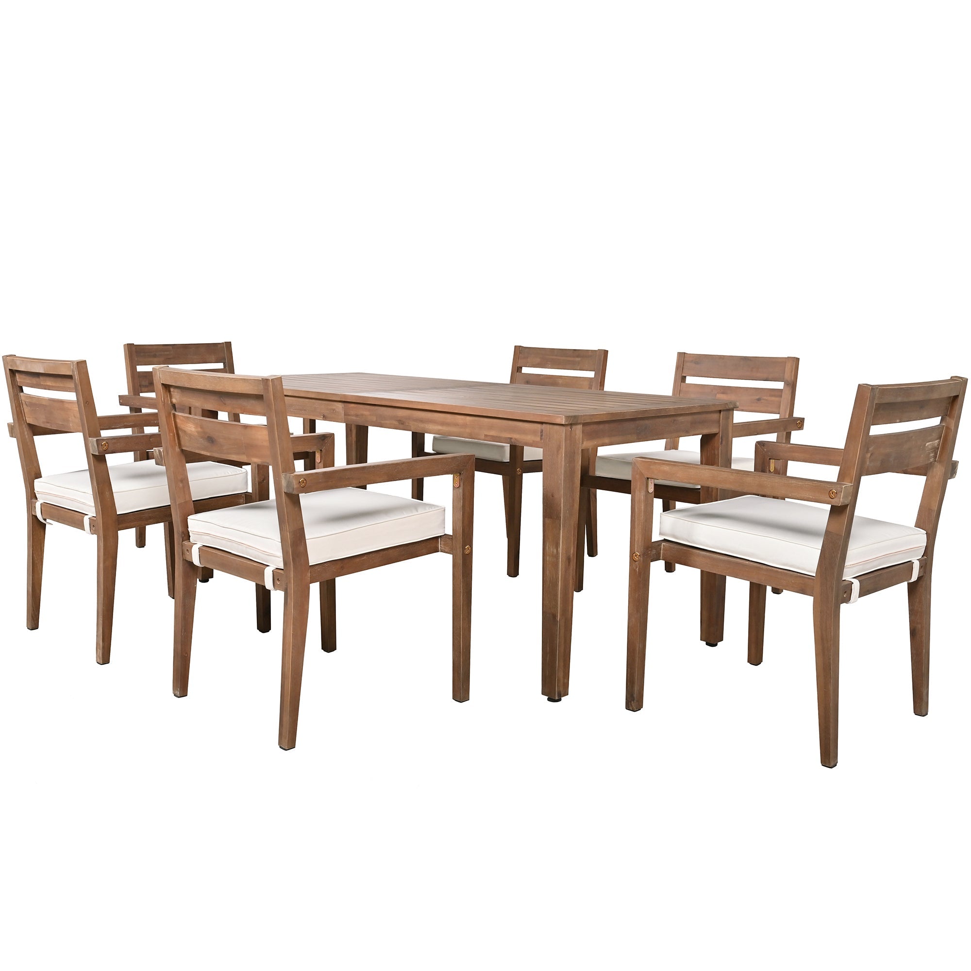 U_Style 7 Pieces Acacia Wood Outdoor Dining Set with Cushions