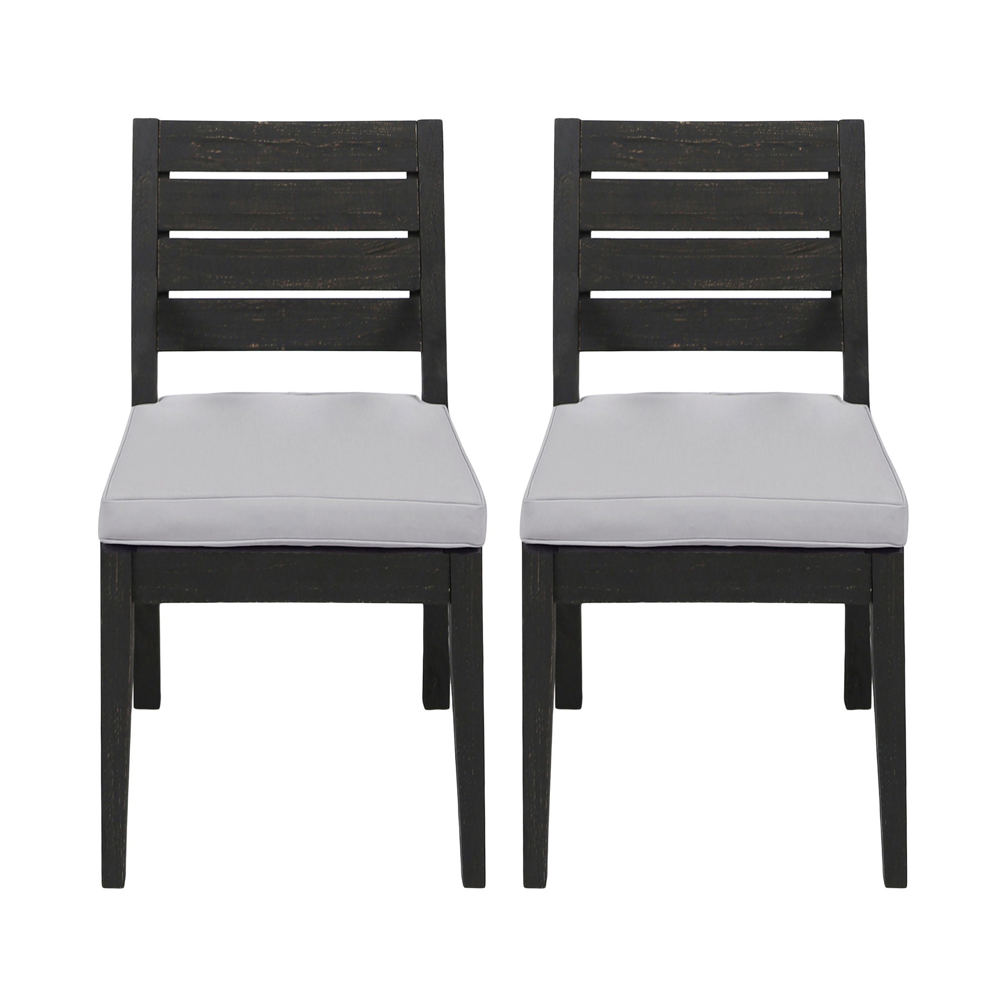 Patio Armless Dining Chair With Laid Back Slat Panel Design - Light Gray