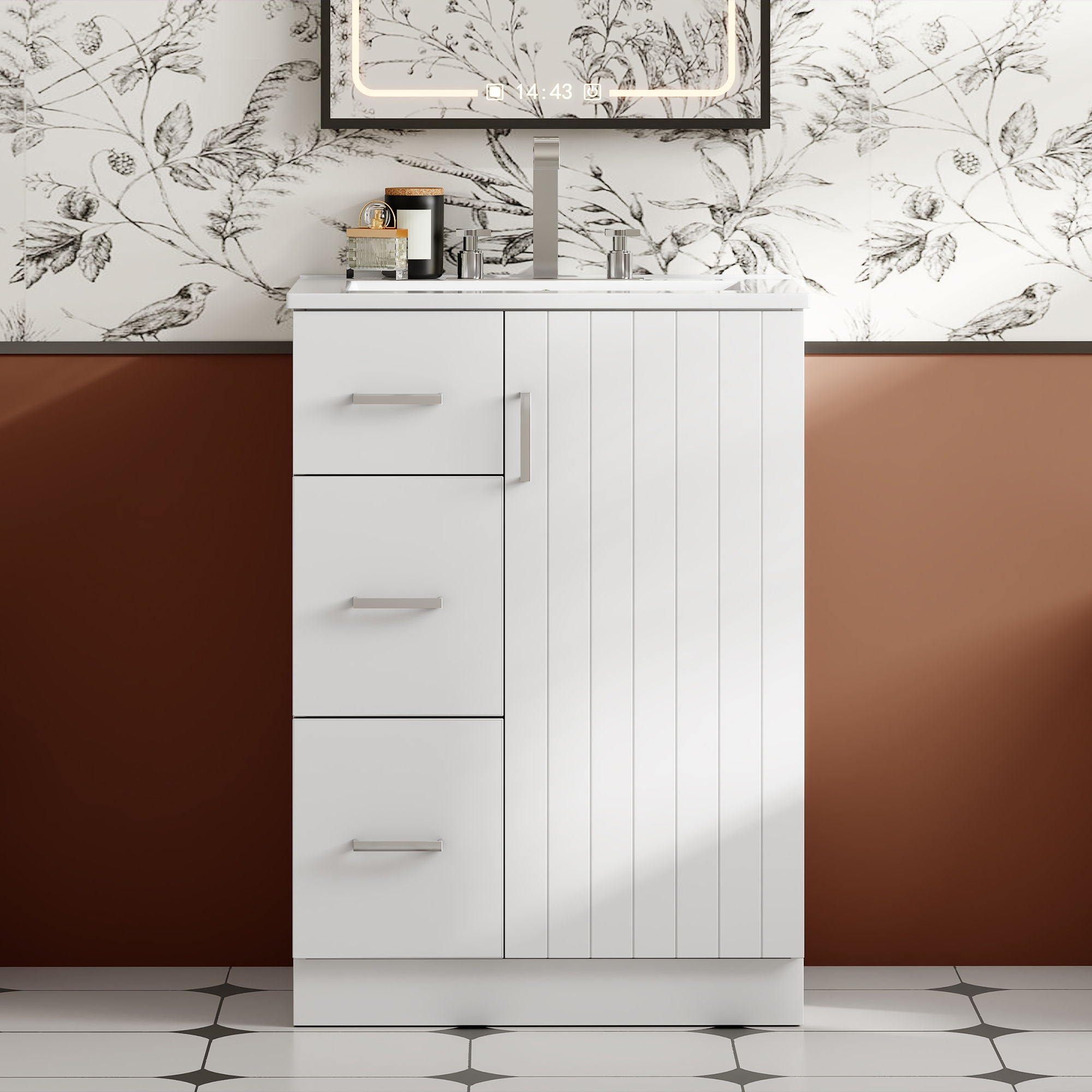 Bathroom Vanity With Under Mount Sink, 2 Drawers And Soft Closing Door