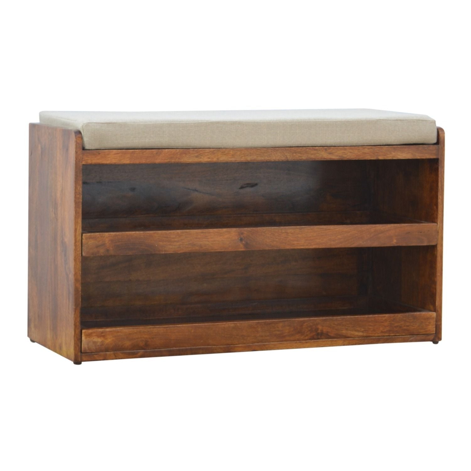 Pull Out Shoe Bench - Chestnut / Mud Linen - Best Buy Furniture