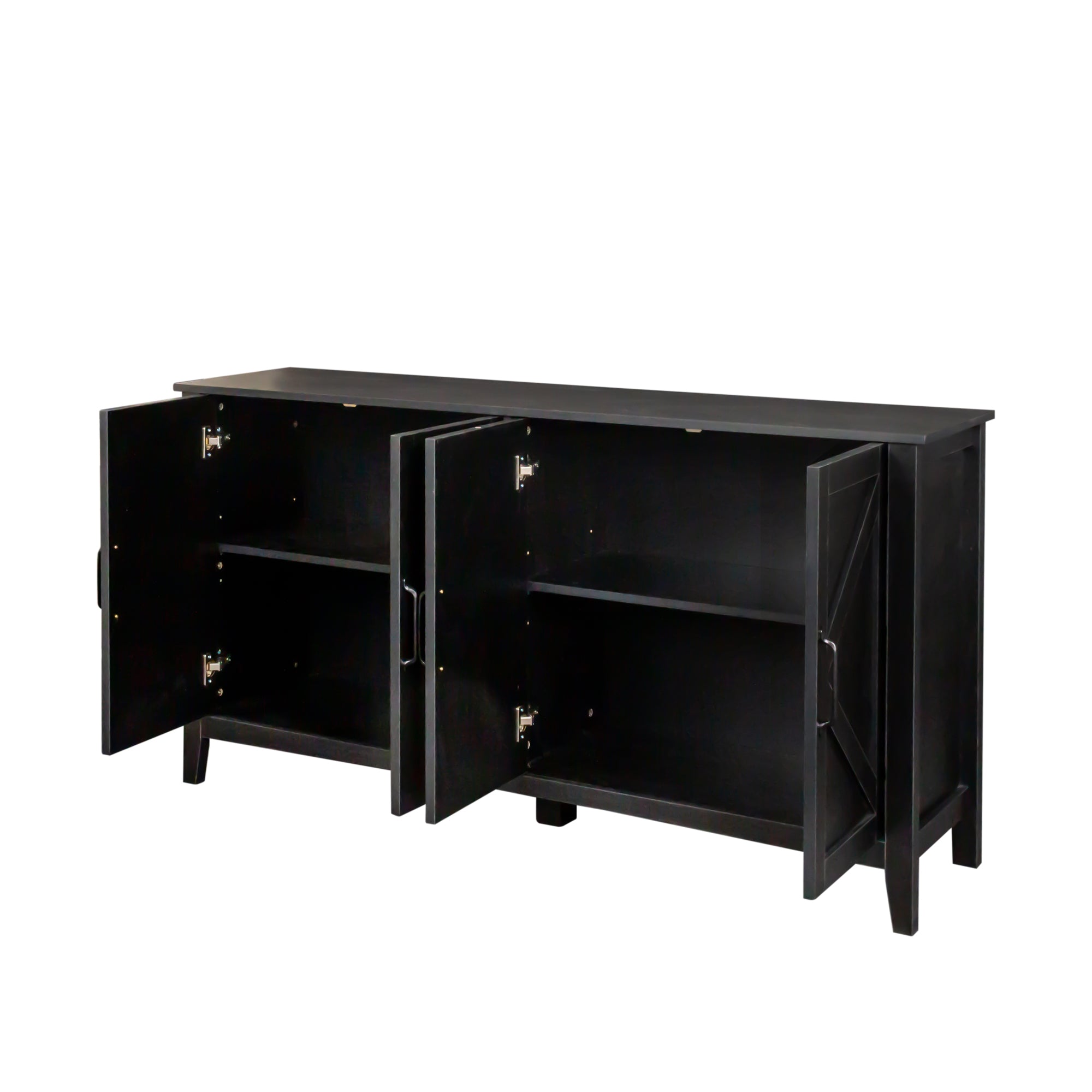 Cabinet With 4 Doors and 4 Open Shelves Freestanding Sideboard