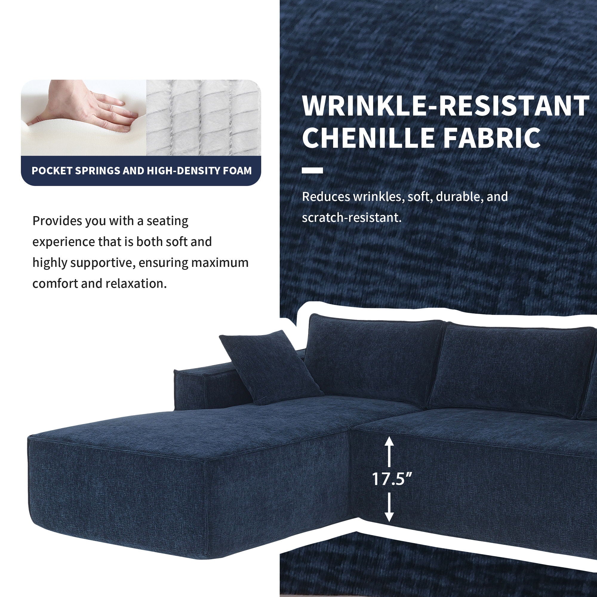 Free Combination Minimalist Style Modular Sectional, Wrinkle Resistant Couch Set L Shaped Compressed Sofa For Living Room