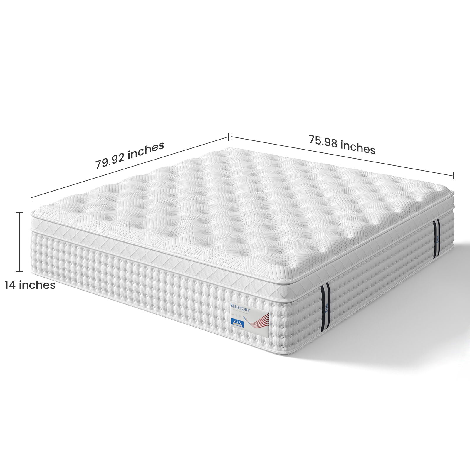 14" Hybrid Mattress, Memory Foam & Pocket Spring Bed, Medium Firm Comfort, Spine Support, Quiet & Breathable - White - King