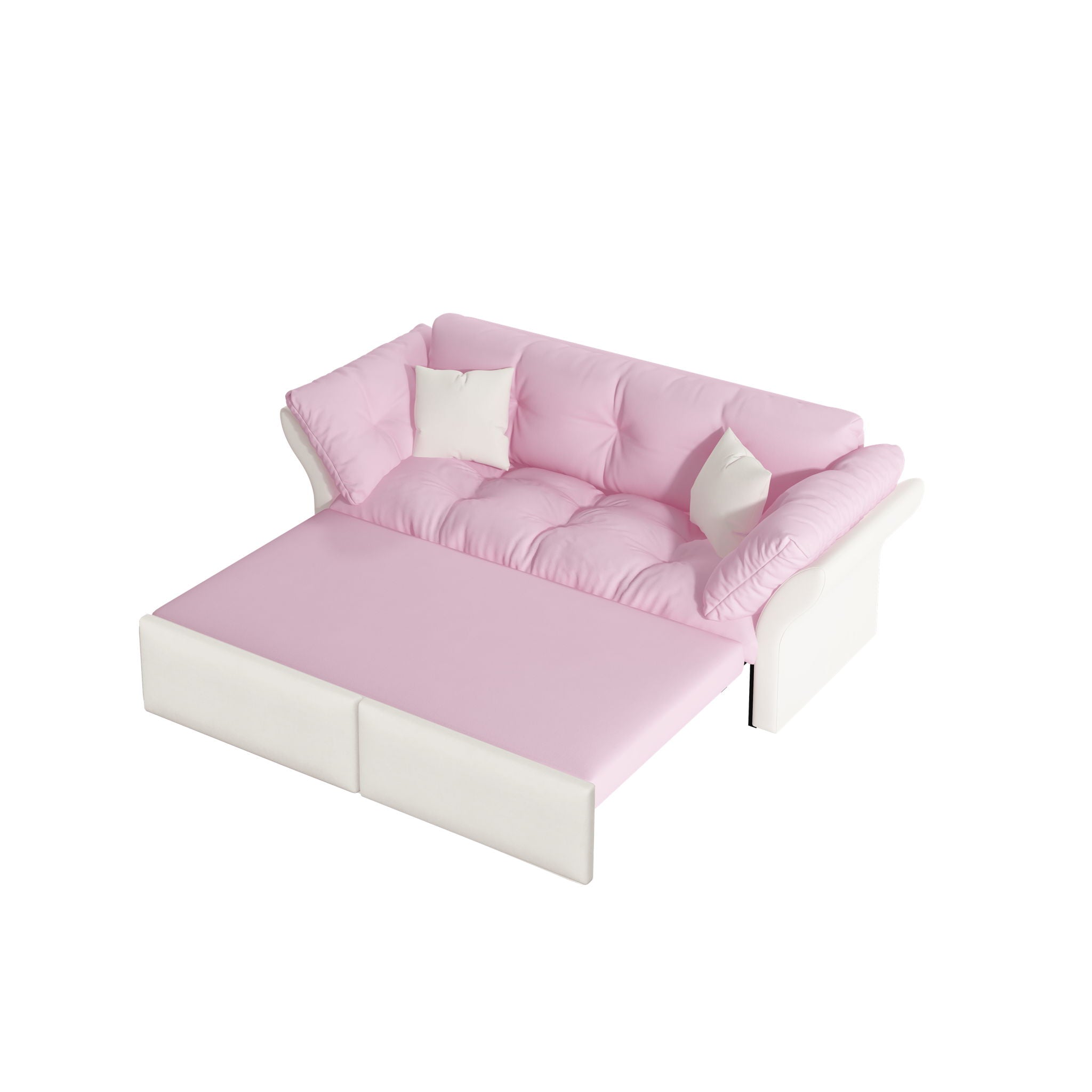 Queen Pull Out Sofa Bed, 3 In 1 Convertible Sleeper Tufted With 2 Soft Pillows
