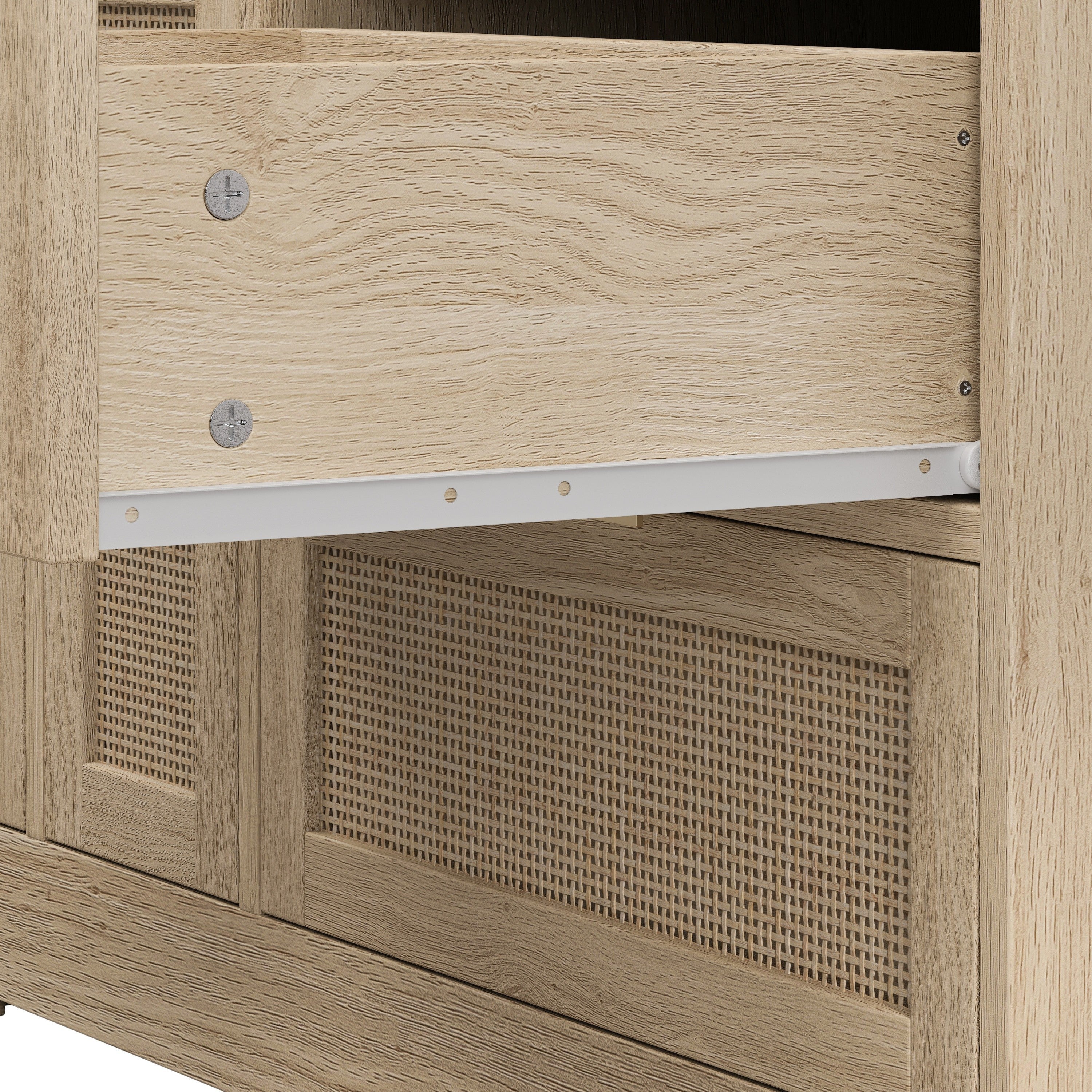 Natural Rattan Locker with 9 Drawers and Metal Handles