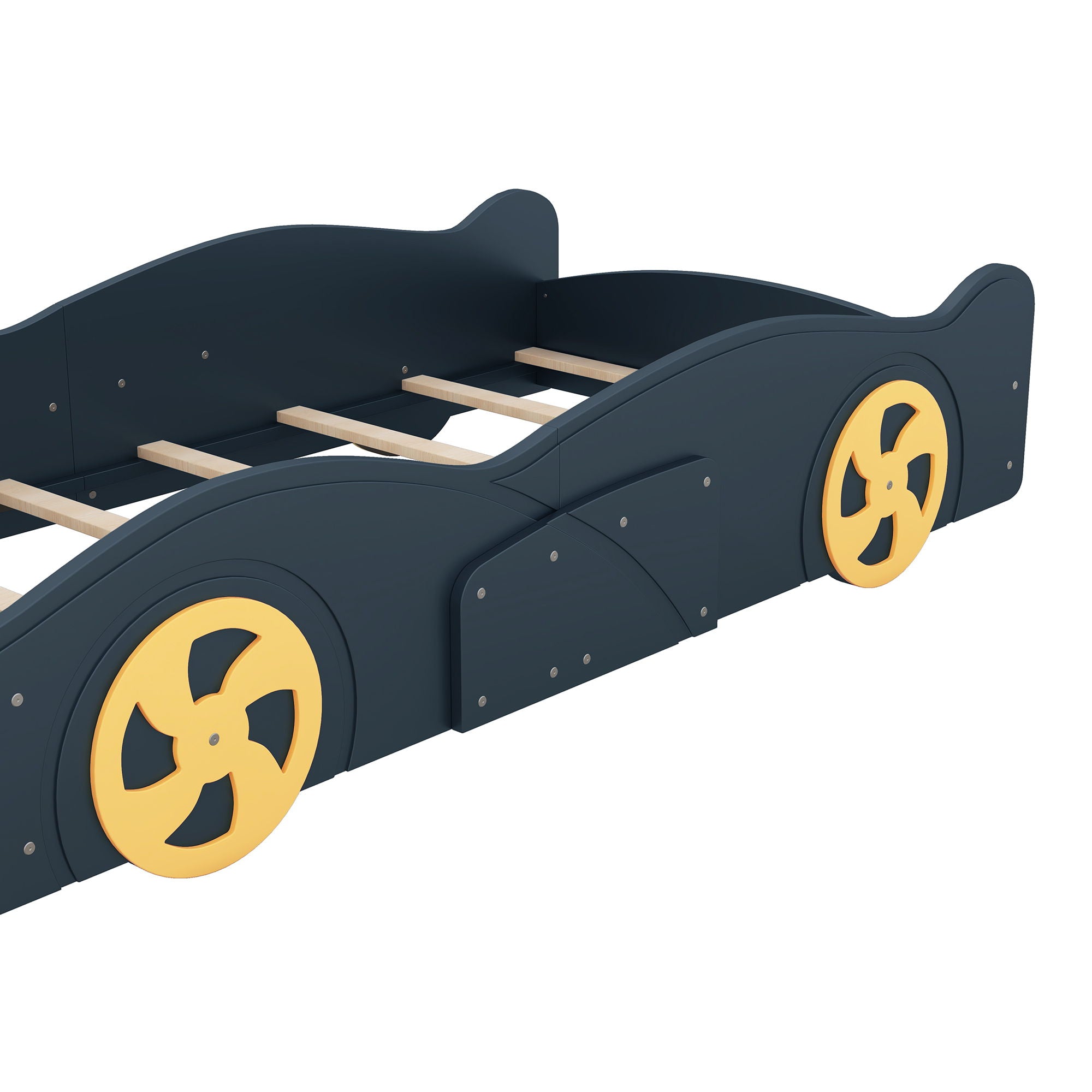 Race Car Shaped Platform Bed With Wheels And Storage