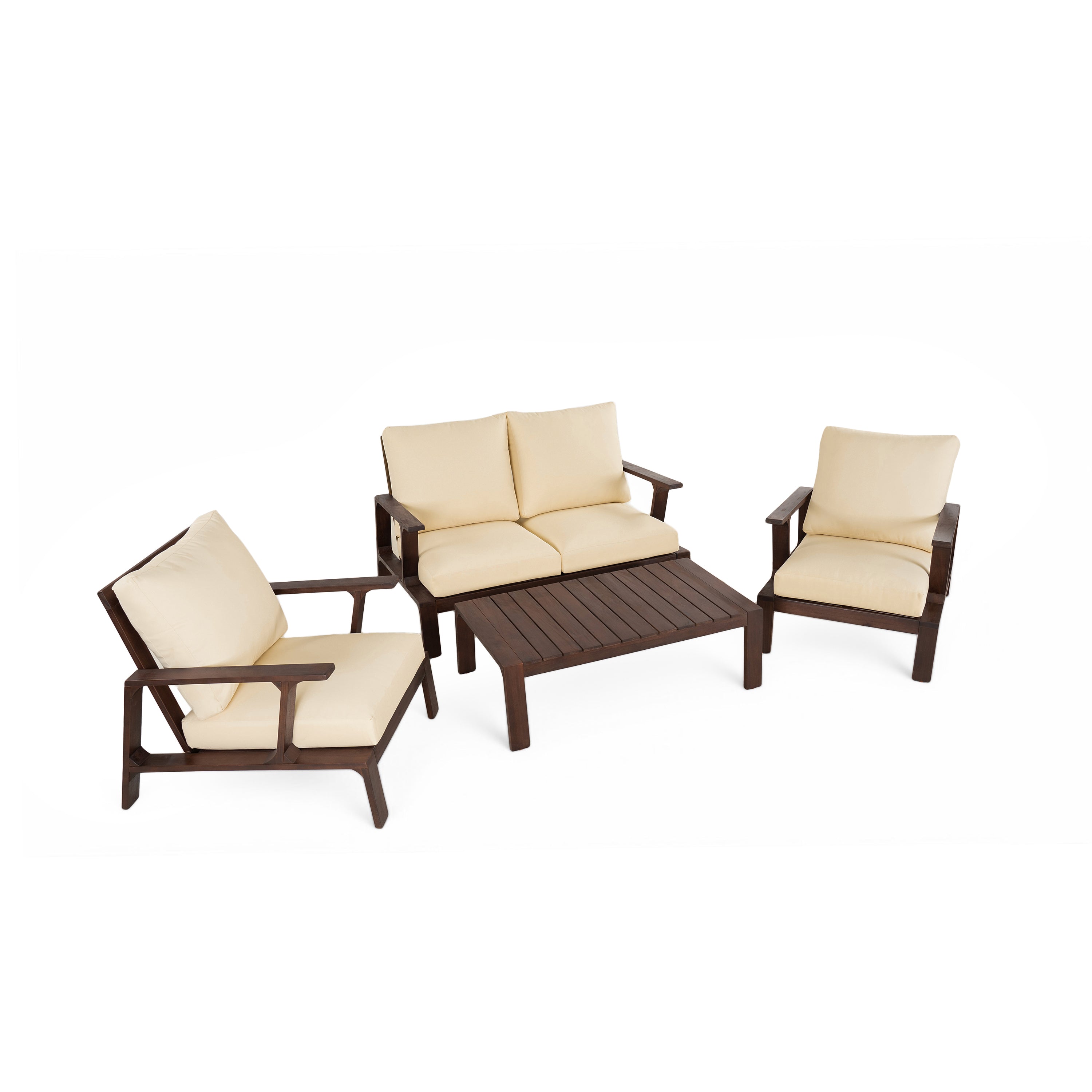 4-Piece Outdoor Sofa Set with Cushions and Coffee Table