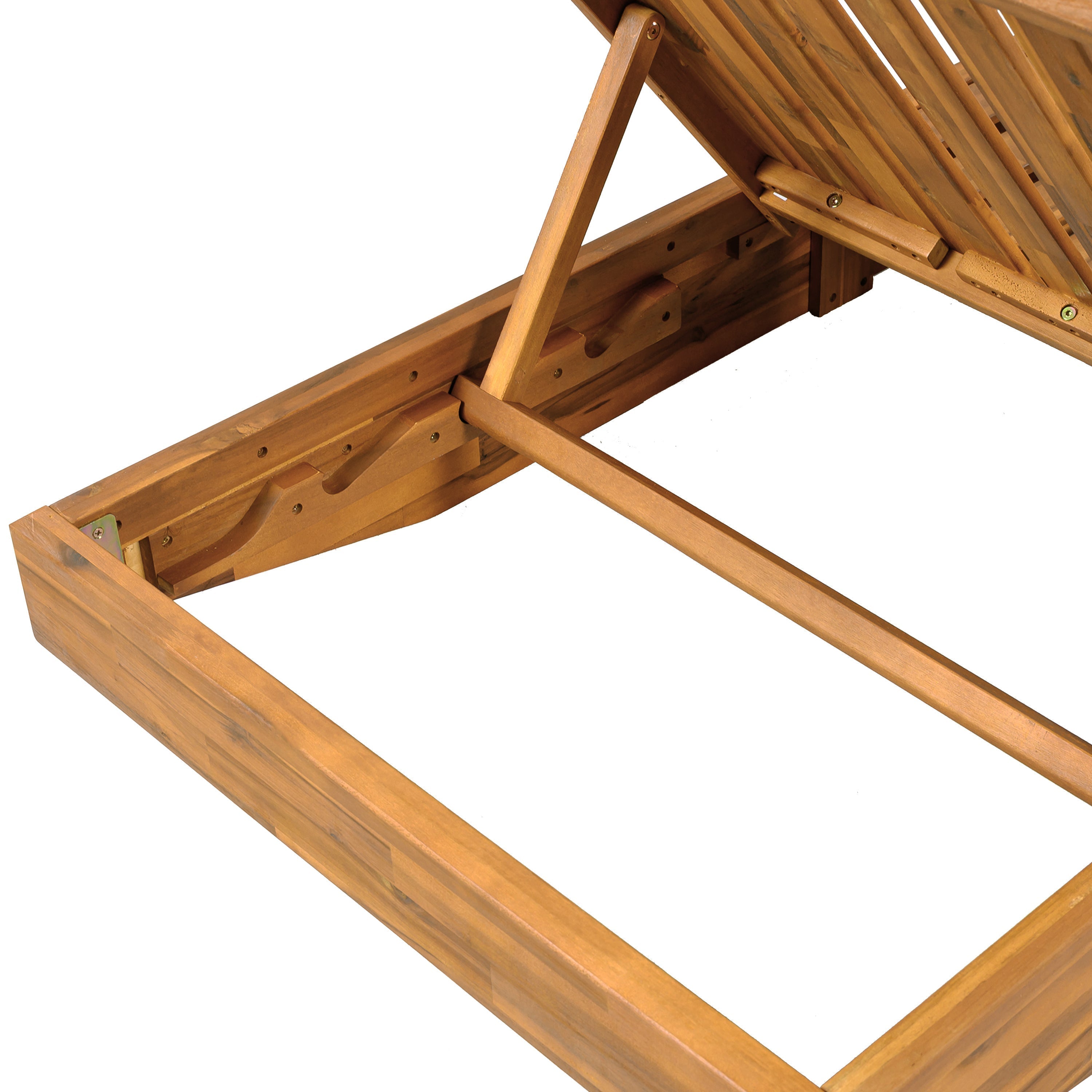 Modern Acacia Wood Outdoor Chaise Lounge