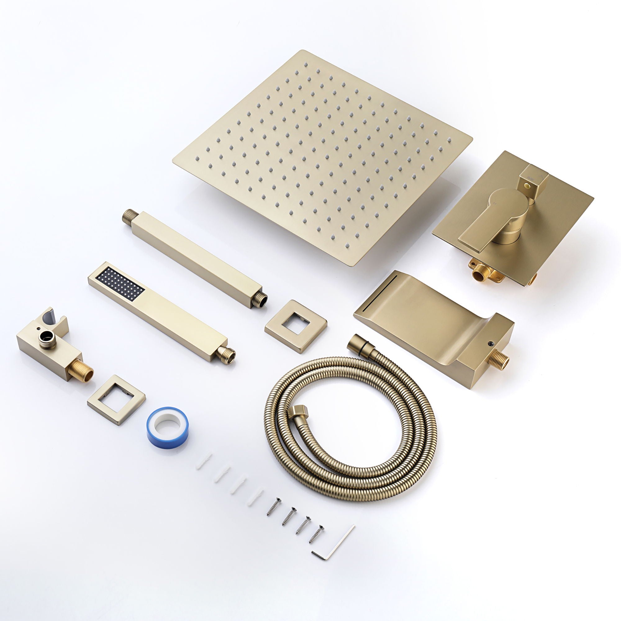 Elegant Shower System High Pressure Rainfall Shower Head With Handheld Spray Stainless Steel - Brushed Gold