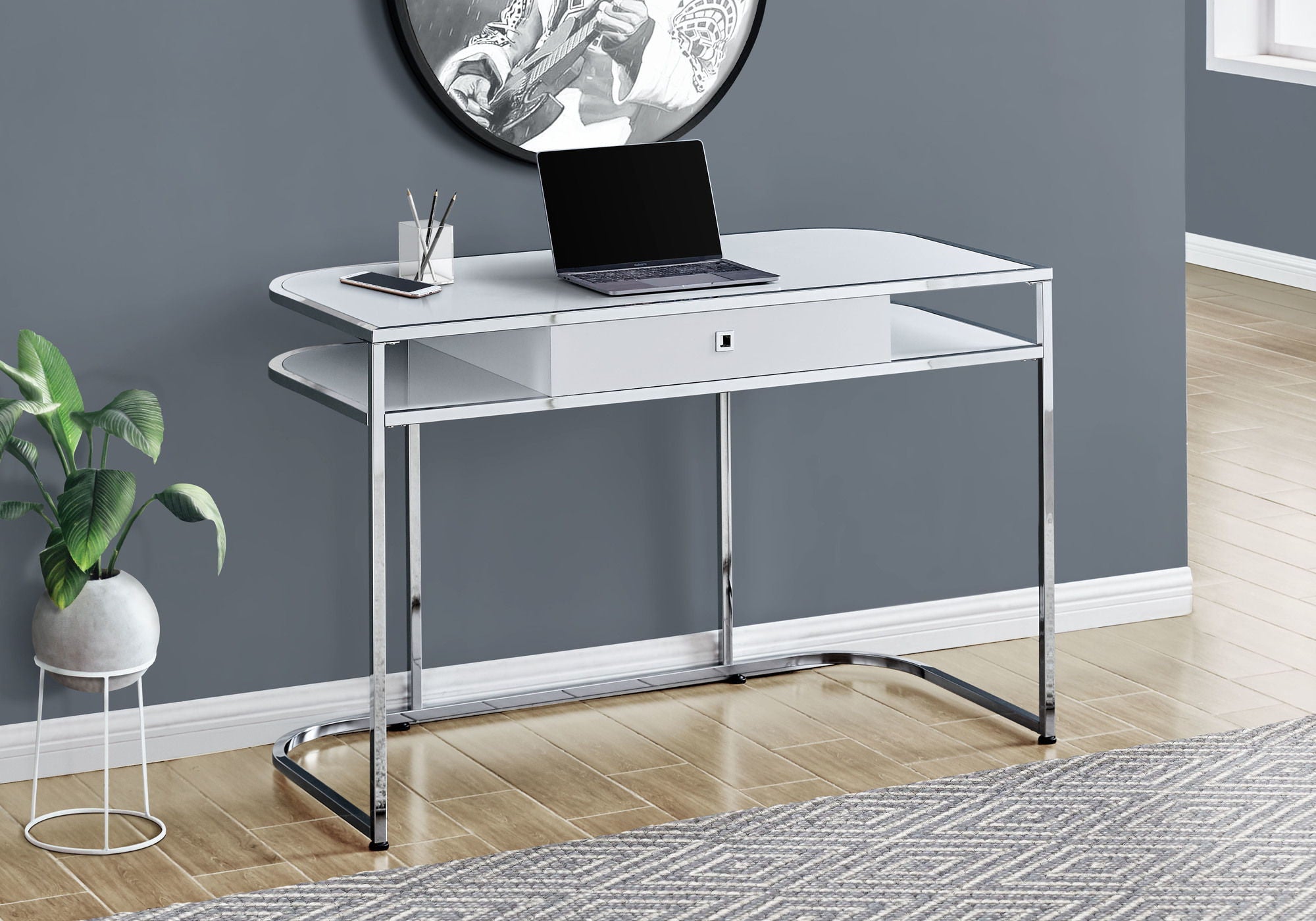 Computer Desk For Home Office, Laptop, Storage Drawers, Contemporary And Modern - White - Best Buy Furniture