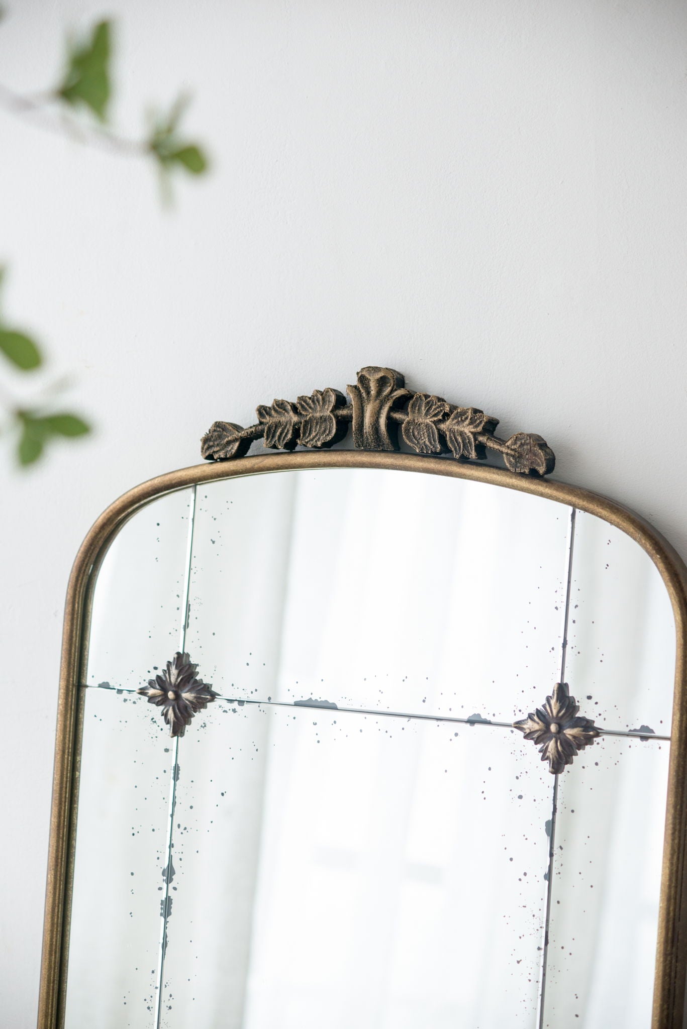 Antique Arched Mirror With Metal Frame, Full Length Mirror For Living Room Bathroom Entryway - Gold - Best Buy Furniture