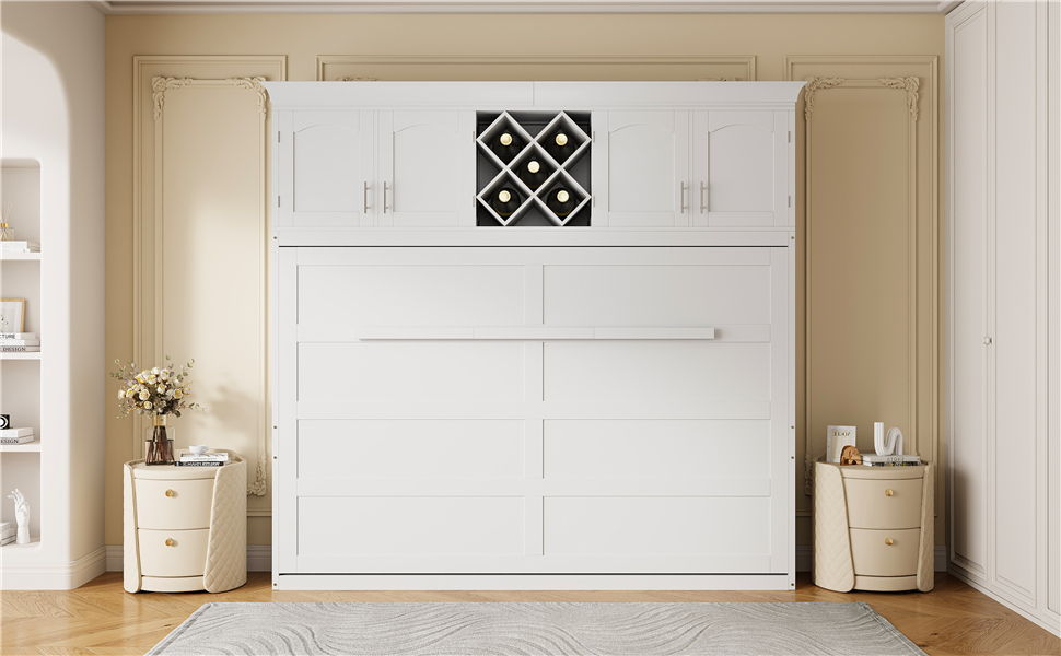 Murphy Wall Bed With Top Cabinets & Wine Rack