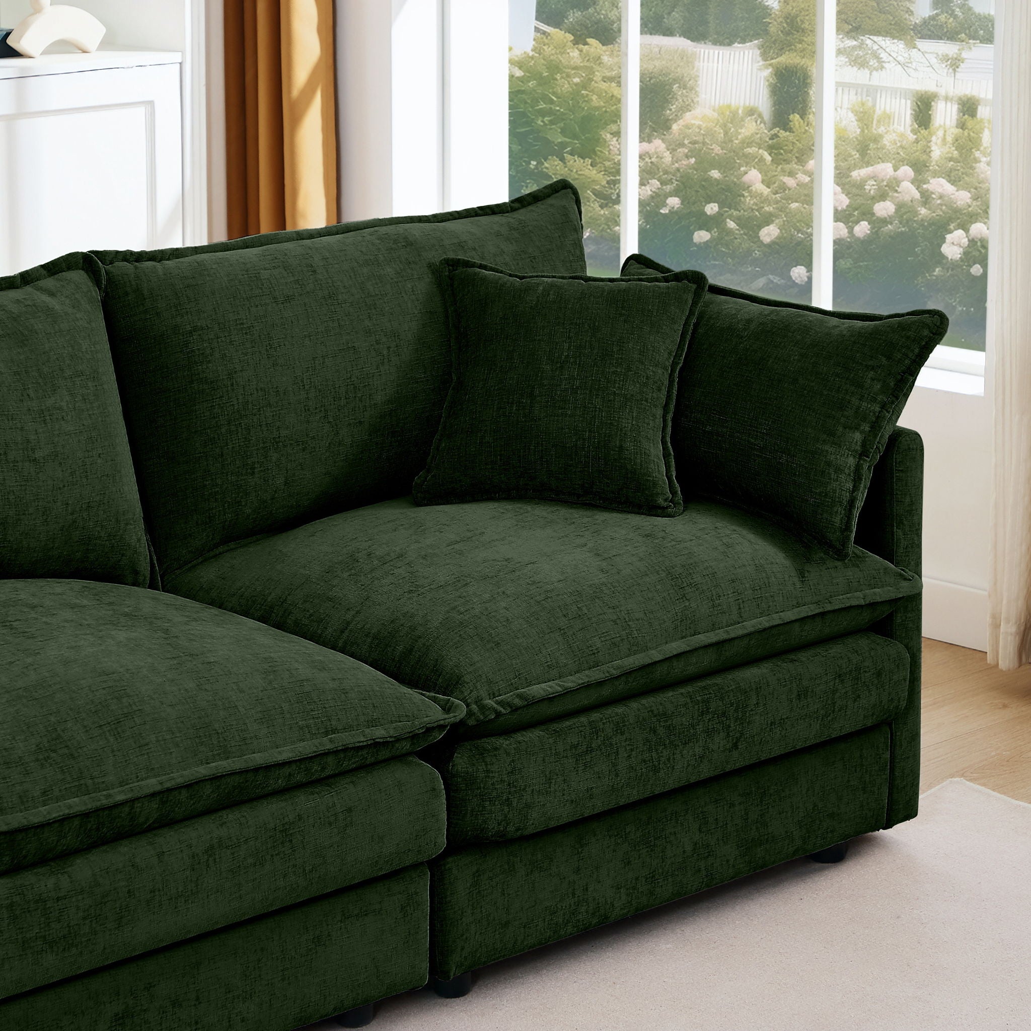 Modular L-Shaped Sectional Sofa With Movable Ottoman