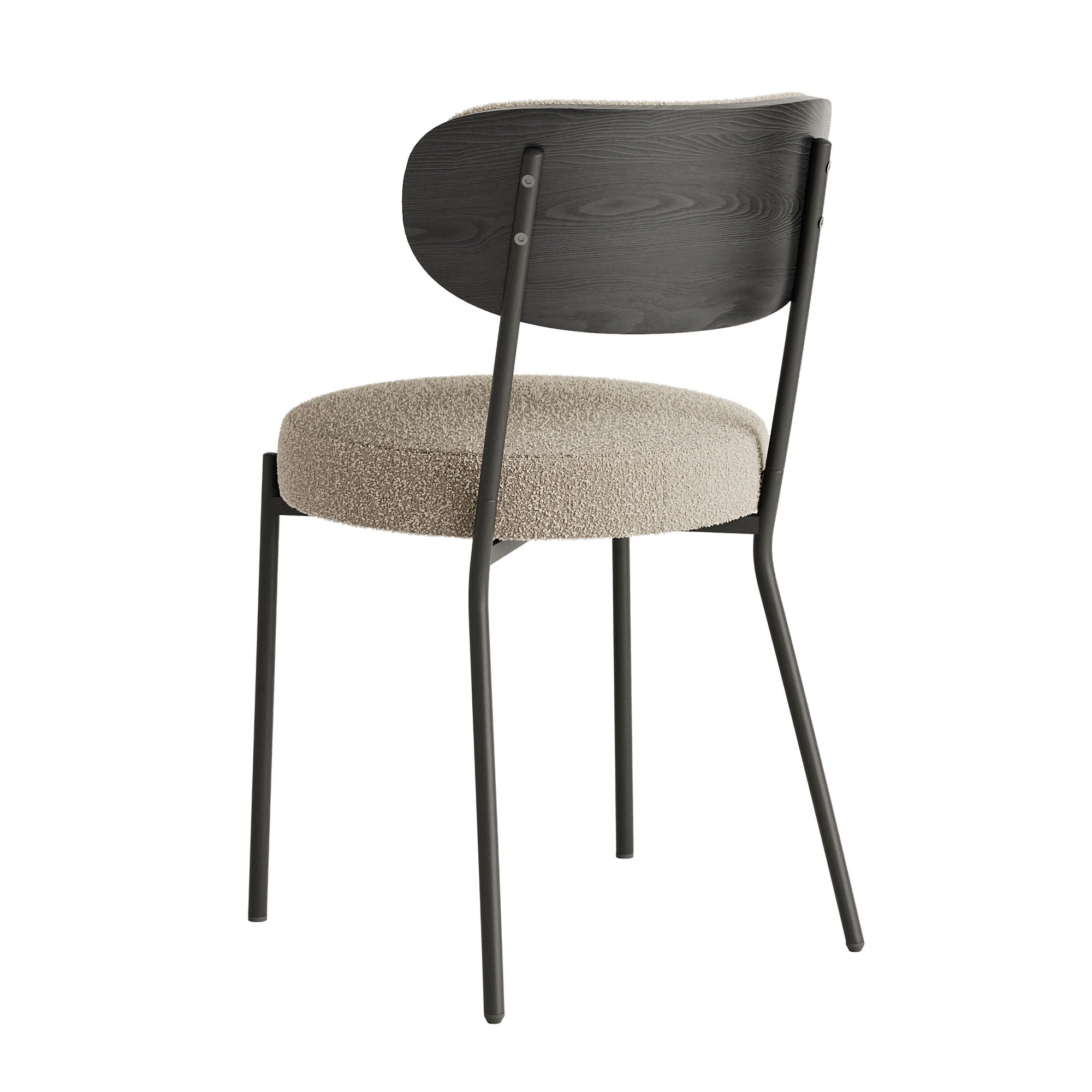 Boucle Modern Kitchen Dining Chair With Bentwood Back (Set of 2)