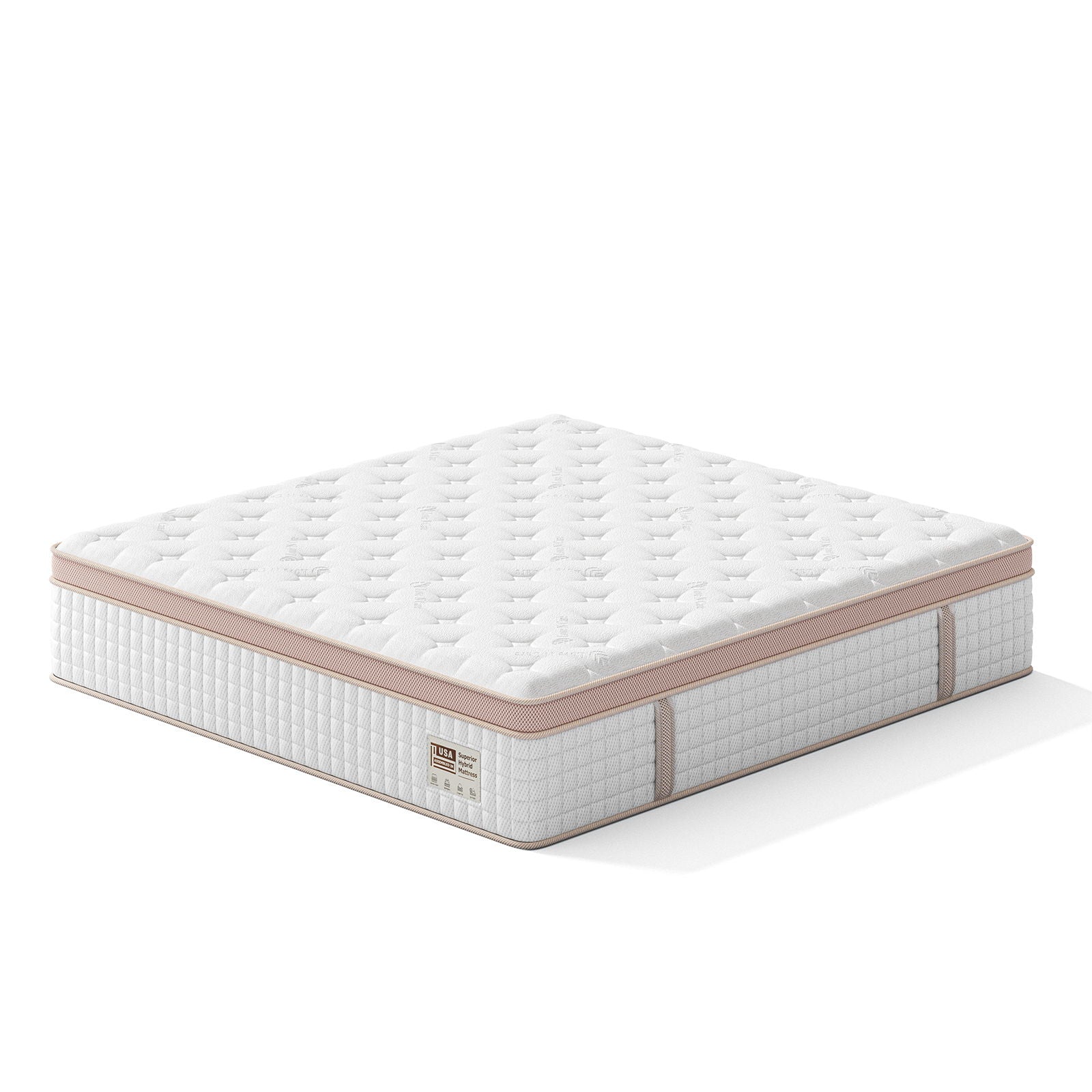 14" , Firm Hybrid Mattress, Gel Memory Foam & Pocket Springs, Pressure Relief, Motion Isolation, Ergonomic Bed - White - King