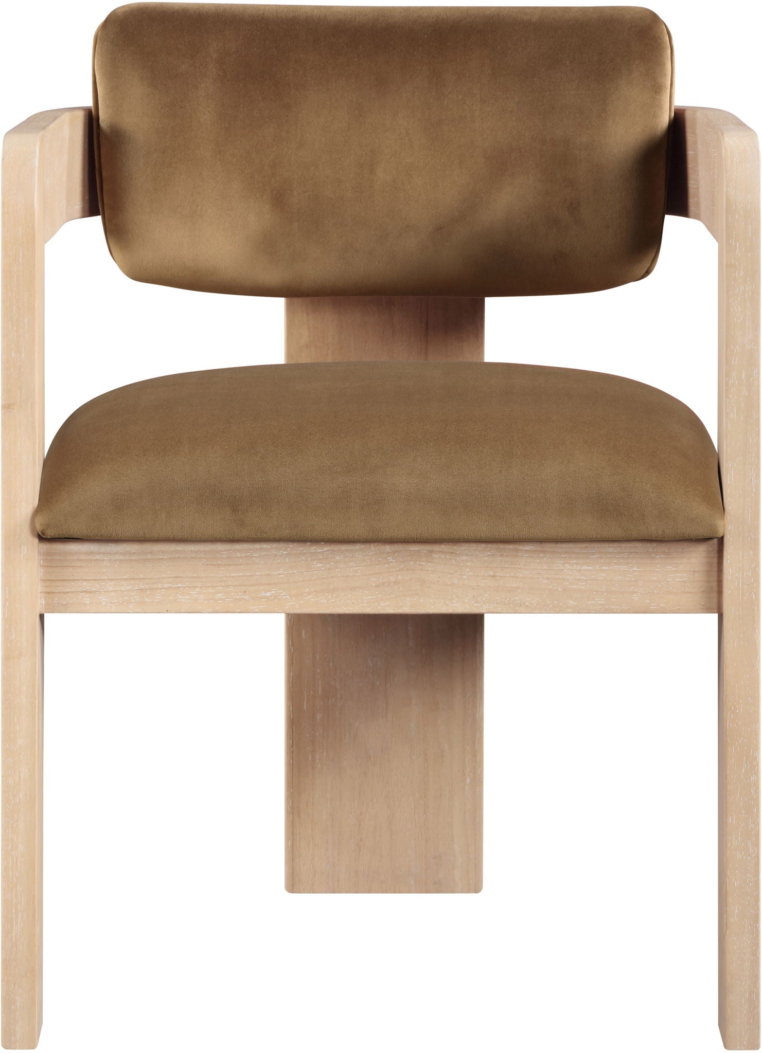 Sacha - Velvet Dining Chair With Natural Base (Set of 2) - Saddle