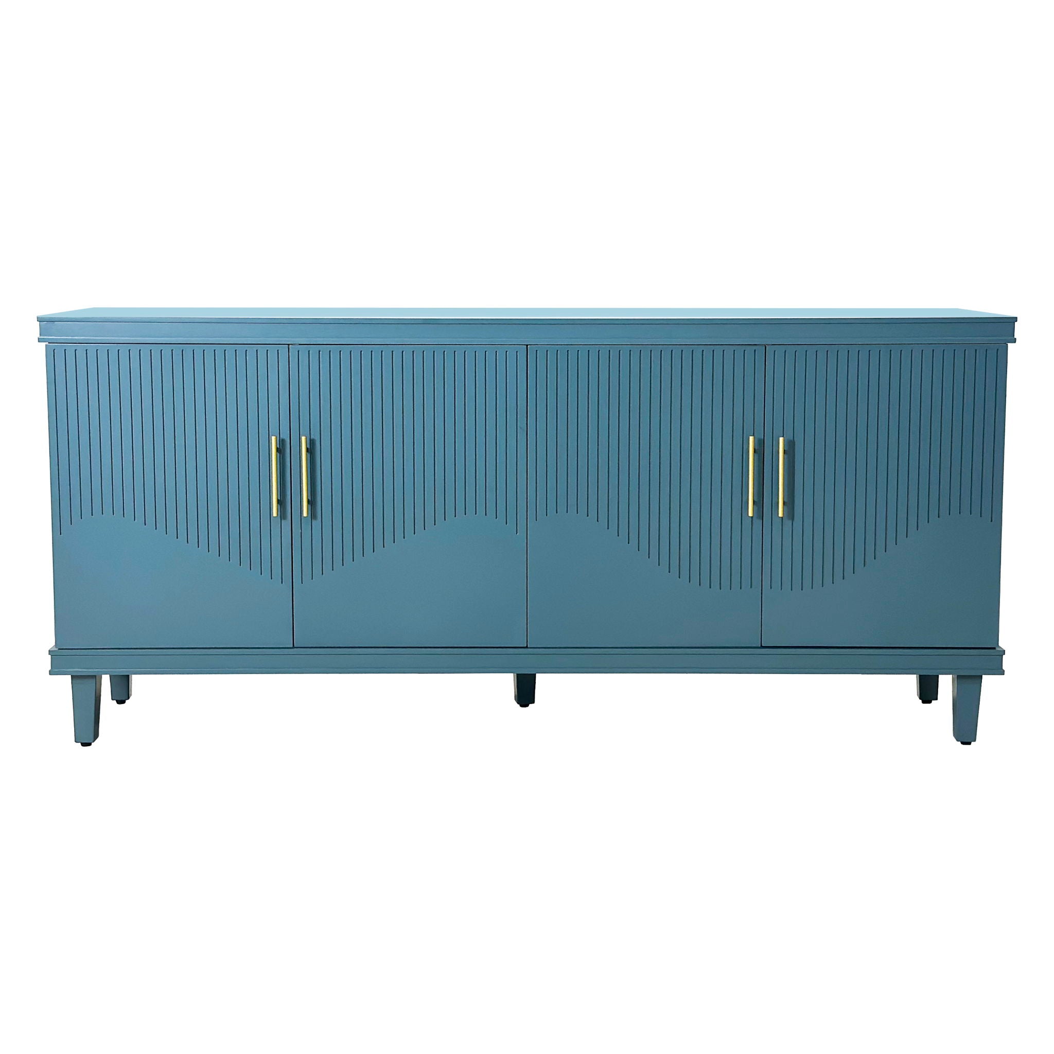4 Door Cabinet, Large Storage For Living Room - Blue