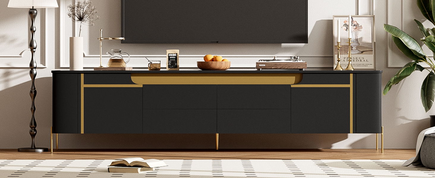 TV Stand For TVs Up To 80" With 4 Drawers And 2 Spacious Cabinets