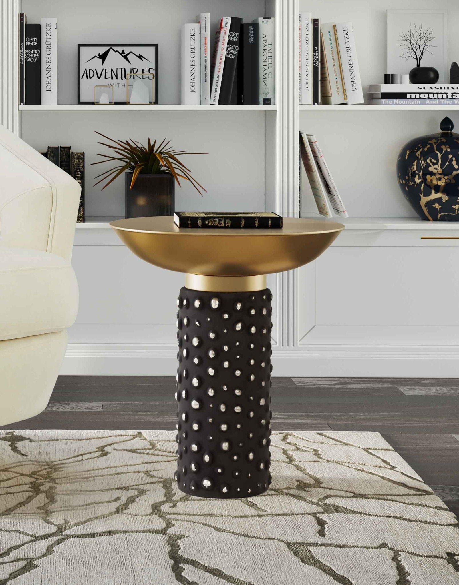 Blaze - Glass / Brass Side Table - Light Brown