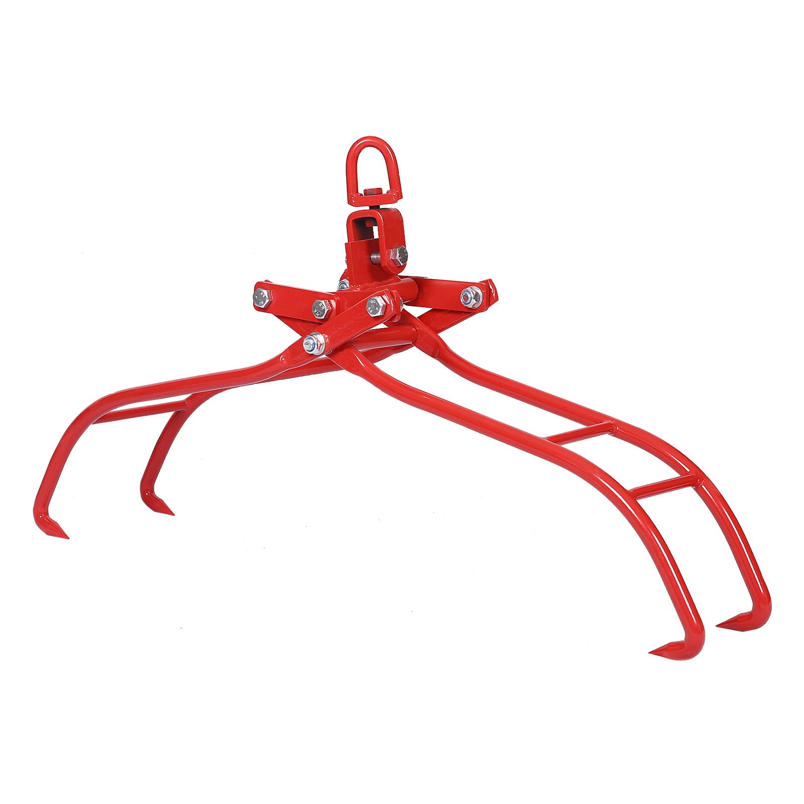 Heavy-Duty 4 Claw Timber Log Lifting Tongs Grabber - Red