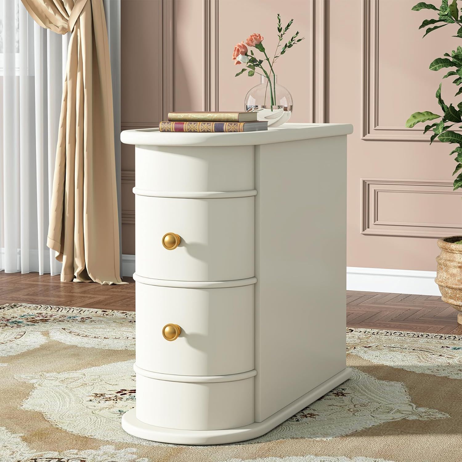 Narrow 2 Drawer End Table