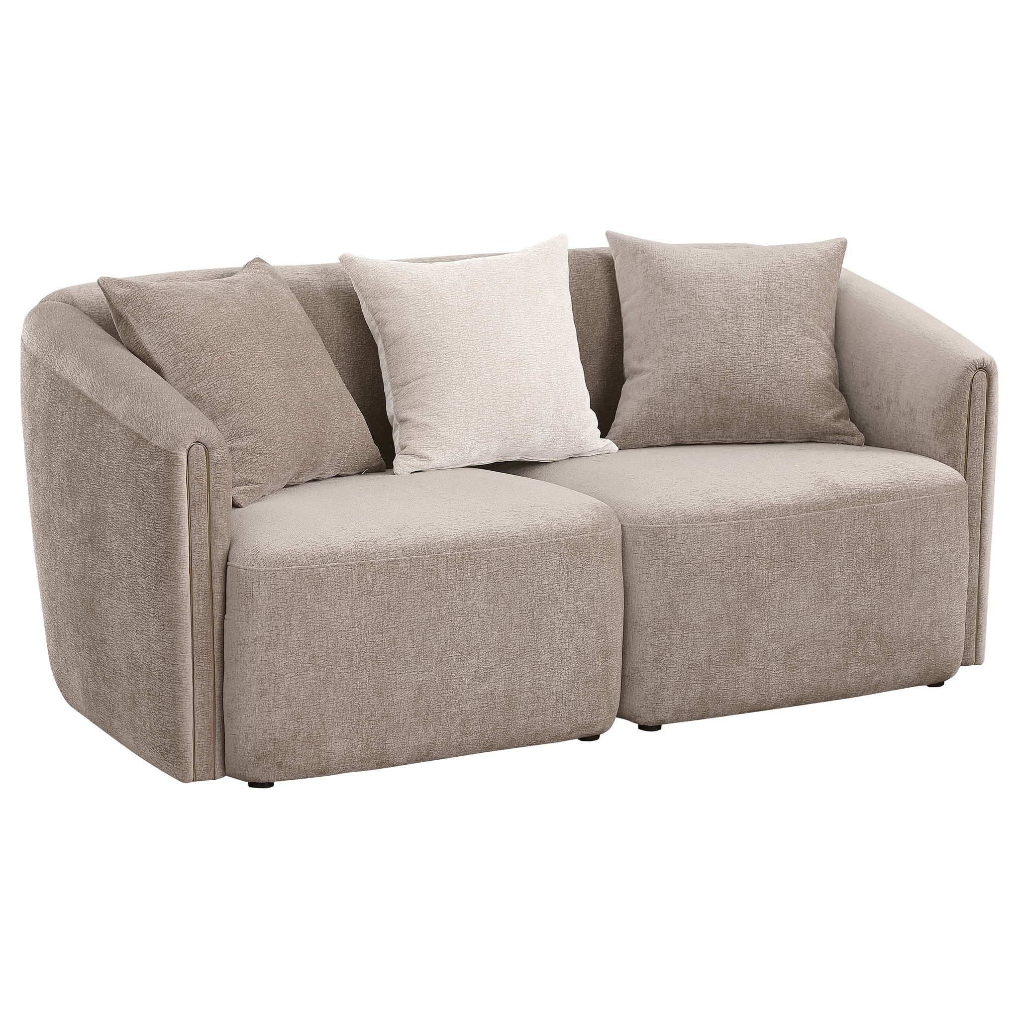 Silvana - Upholstered Rolled Loveseat With Curved Back And Foam Cushions - Beige