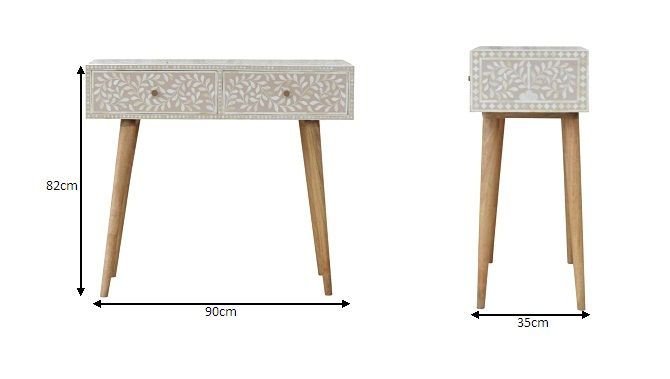 Floral Bone Console - Beige / White