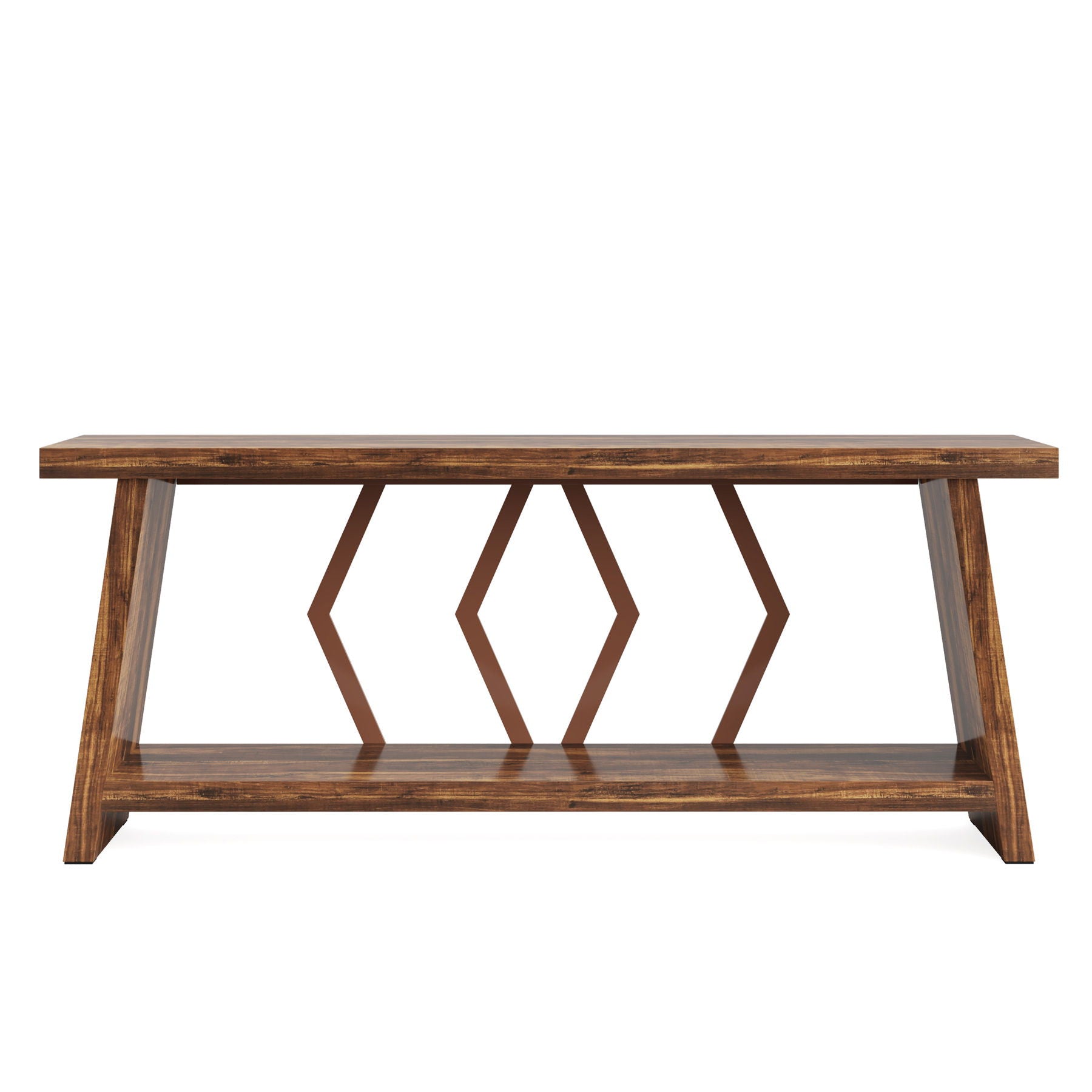 Accent Extra Long Console Table With 2 Tier Storage - Brown