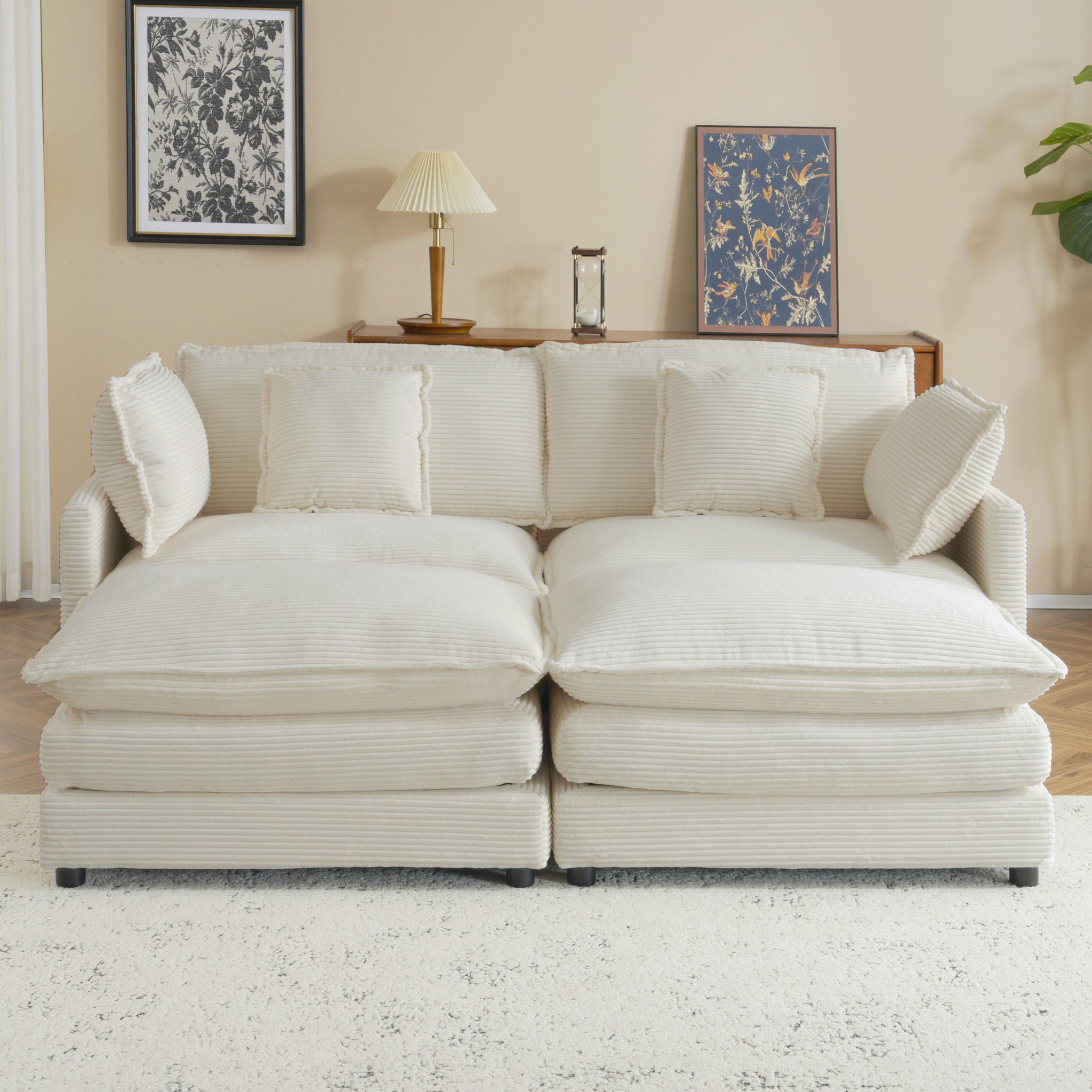 Modern Modular Sectional Sofa With Side Storage Pockets For Living Room