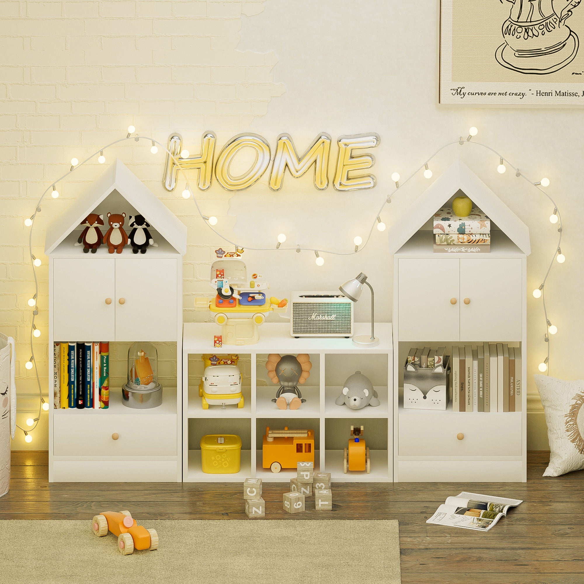 Versatile Children's Bookshelf With House Shaped Design, Multi Functional Storage For Books And Toys