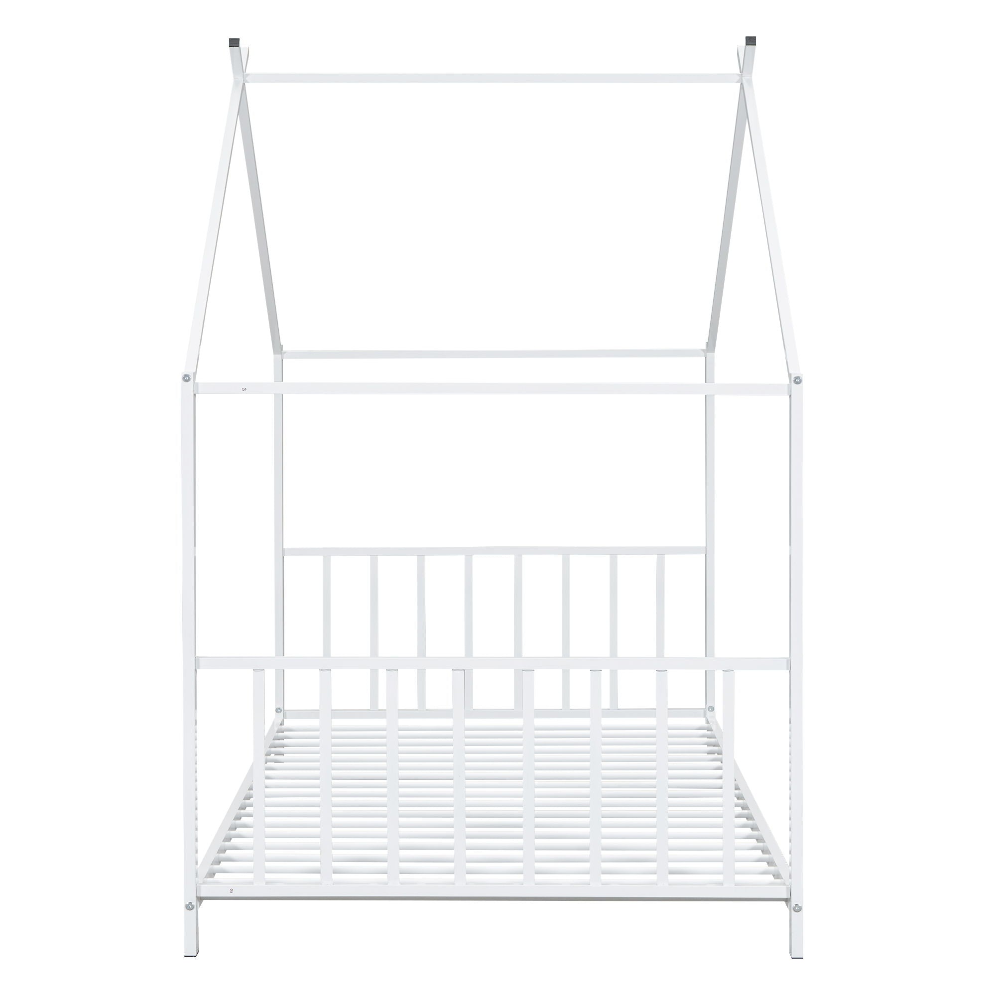 Twin Size Metal House Platform Bed - White