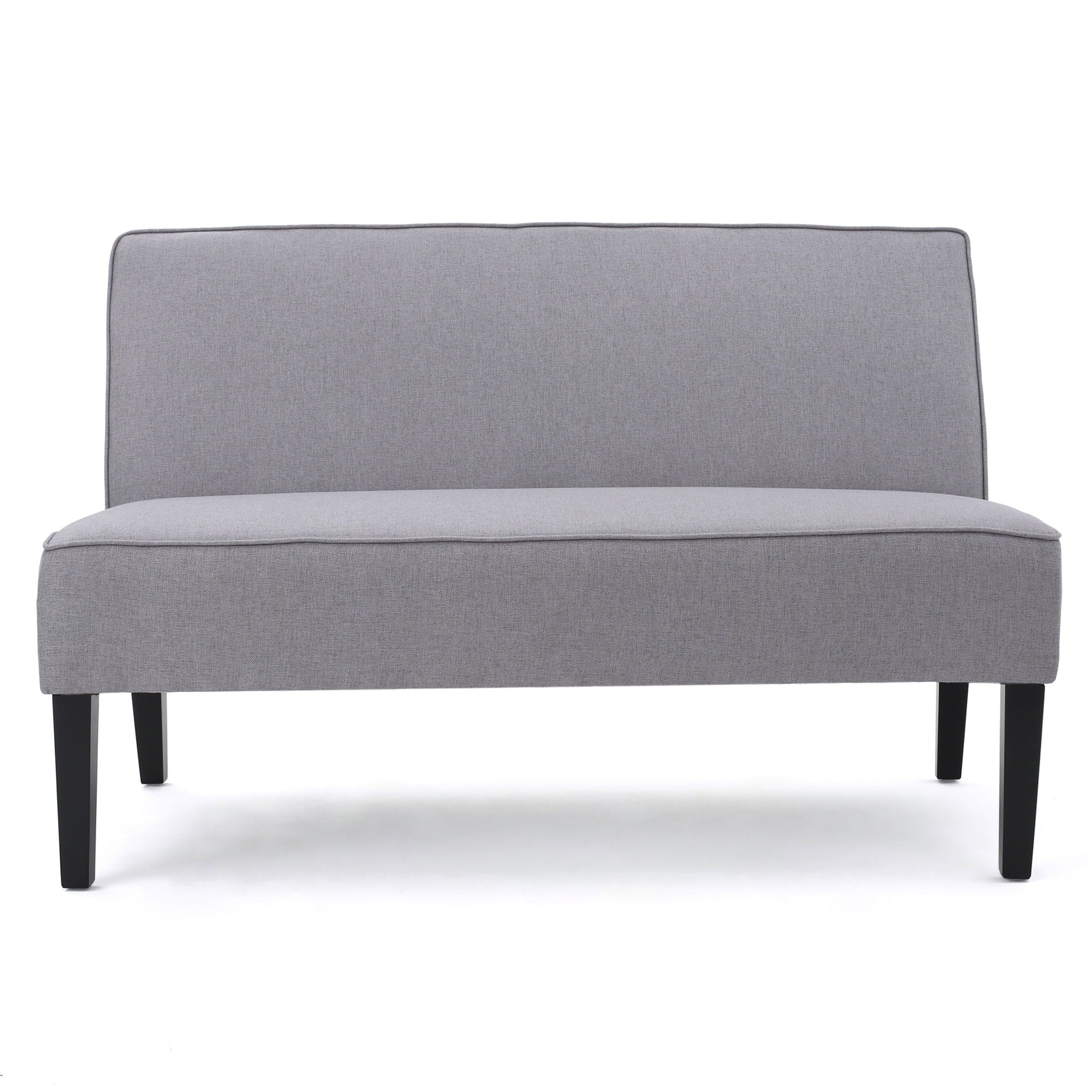 Contemporary Loveseat With Upholstered Fabric And Birch Wood Legs - Light Gray