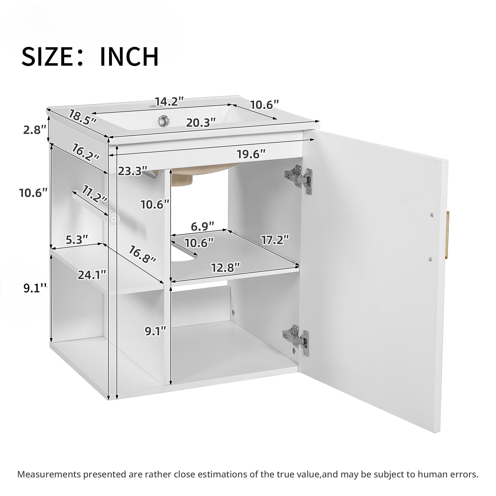 Modern Wall Mounted Bathroom Cabinet With Side Shelf And Ceramic Sink