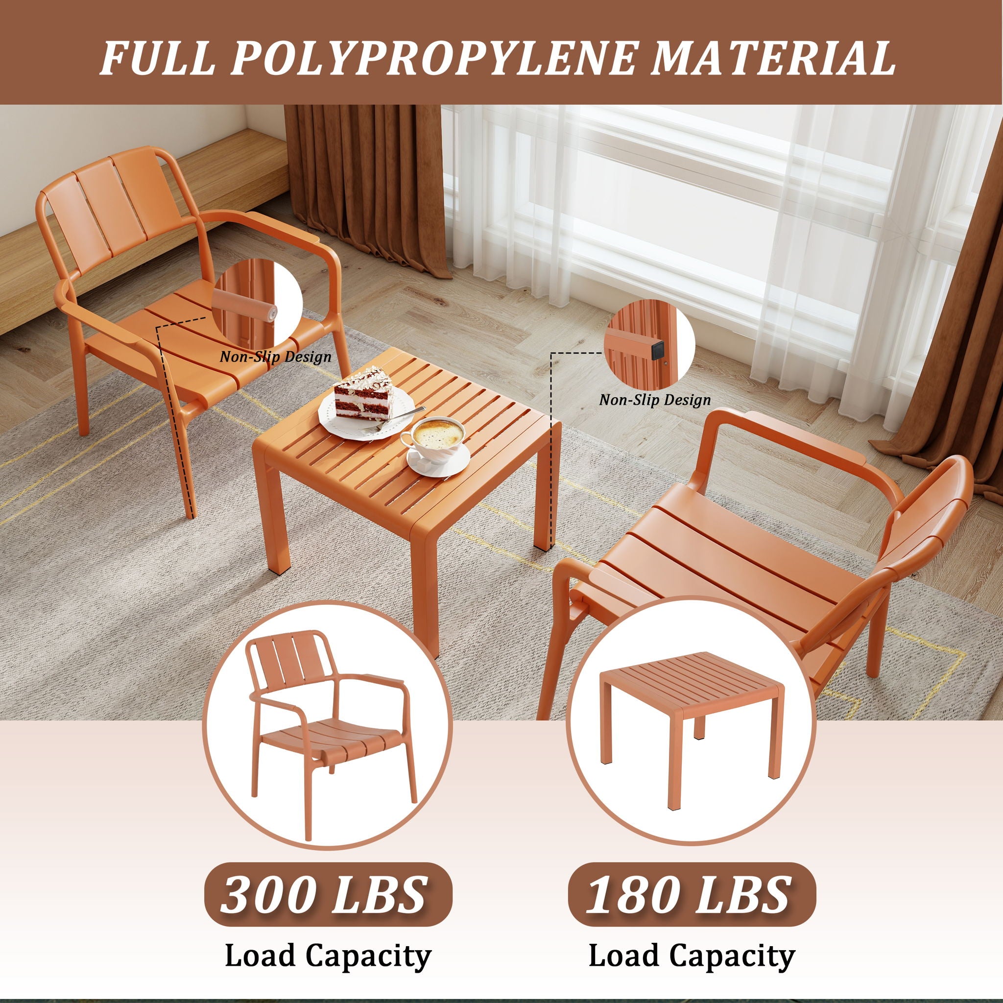 3 Piece Indoor / Outdoor Leisure Table And Chair Set