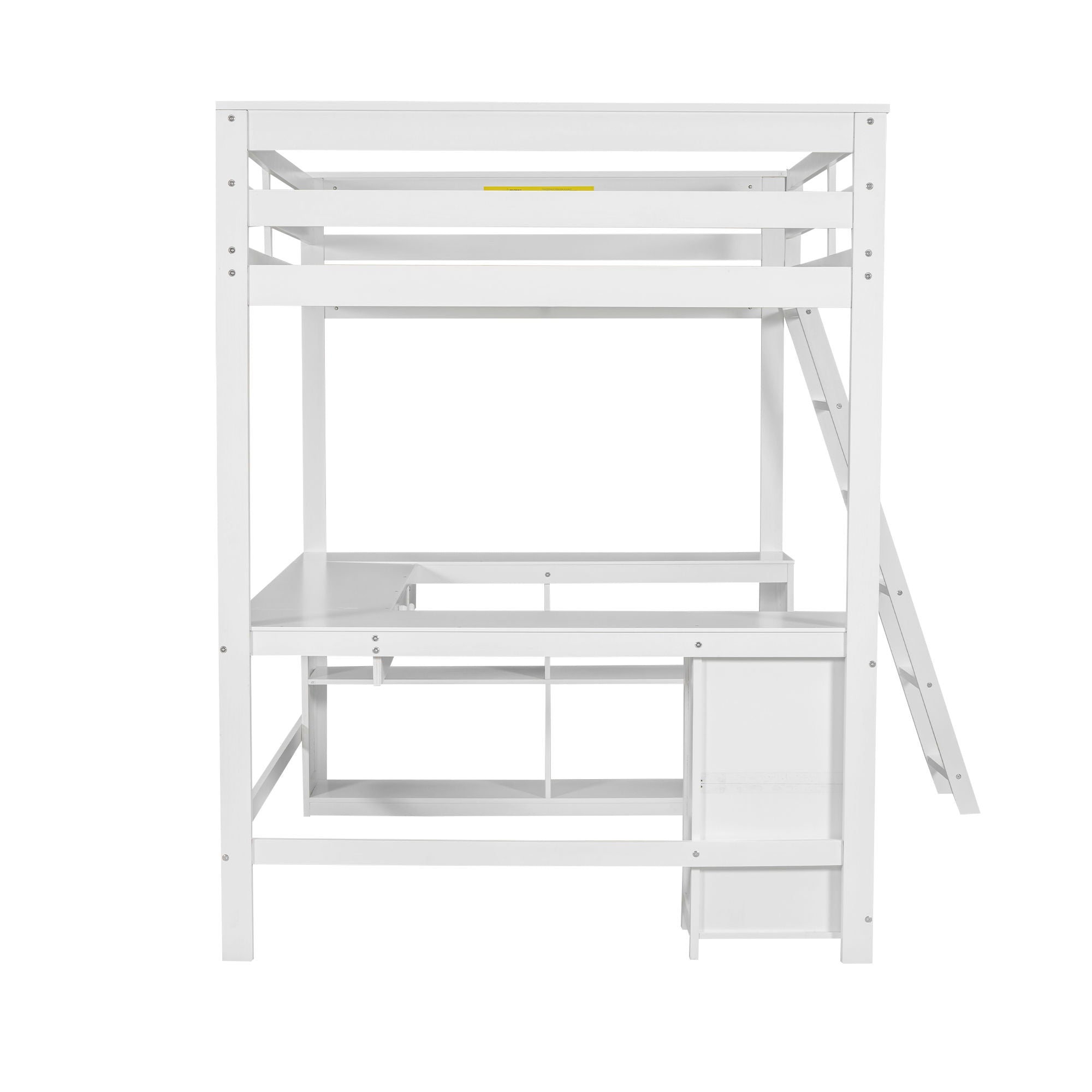 Loft Bed With U-Shaped Desk, Drawers, And Storage Shelves
