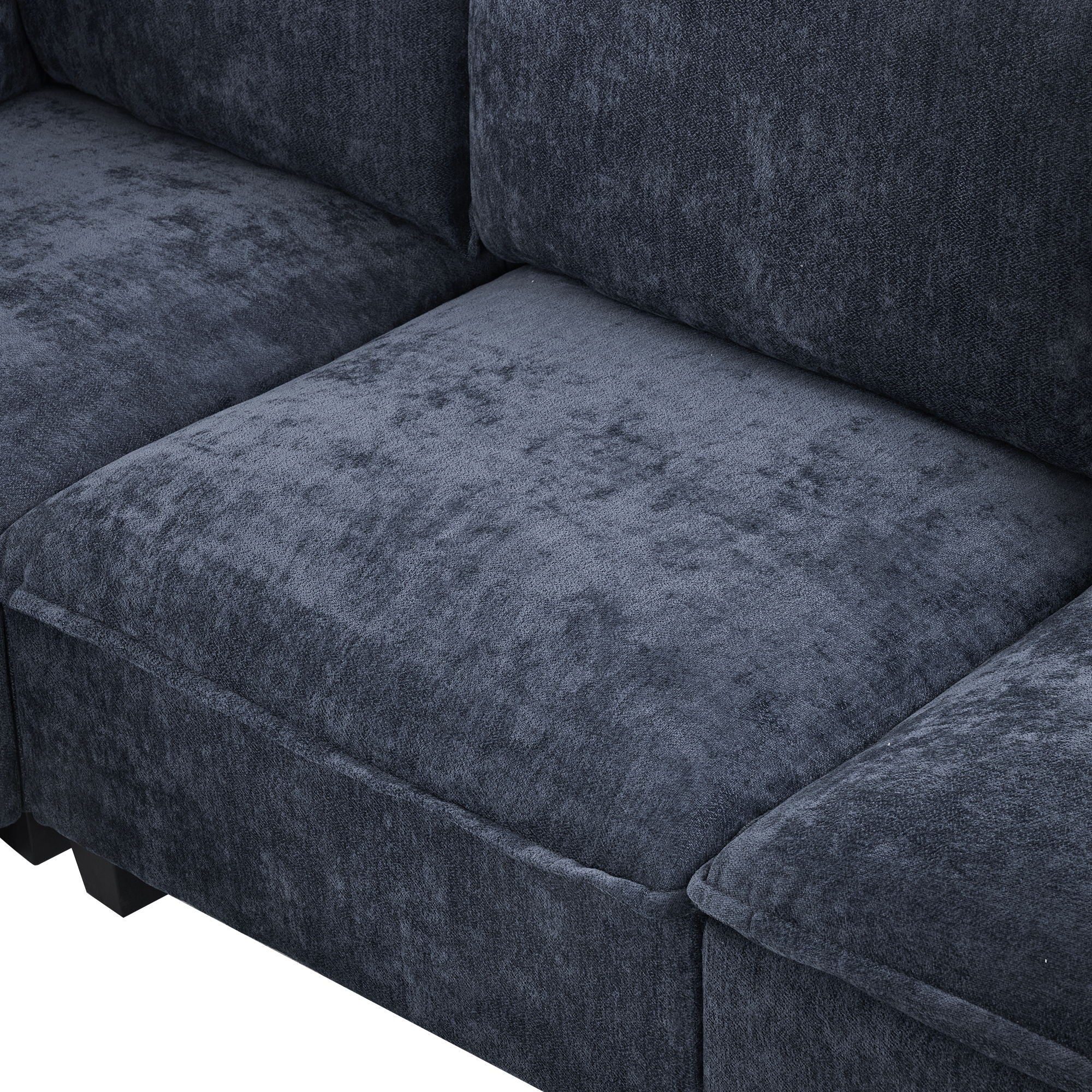 U-Shaped Sectional Modular Sofa With A Movable Ottoman, A Coffee Table With Hidden Charging Devices For Living Room