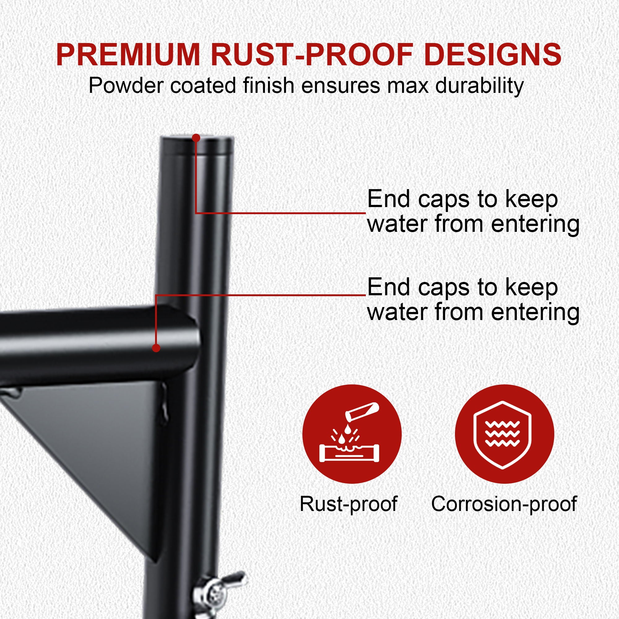 Heavy Duty Universal Truck Bed Ladder Rack, No-Drill Installation, Adjustable - Black