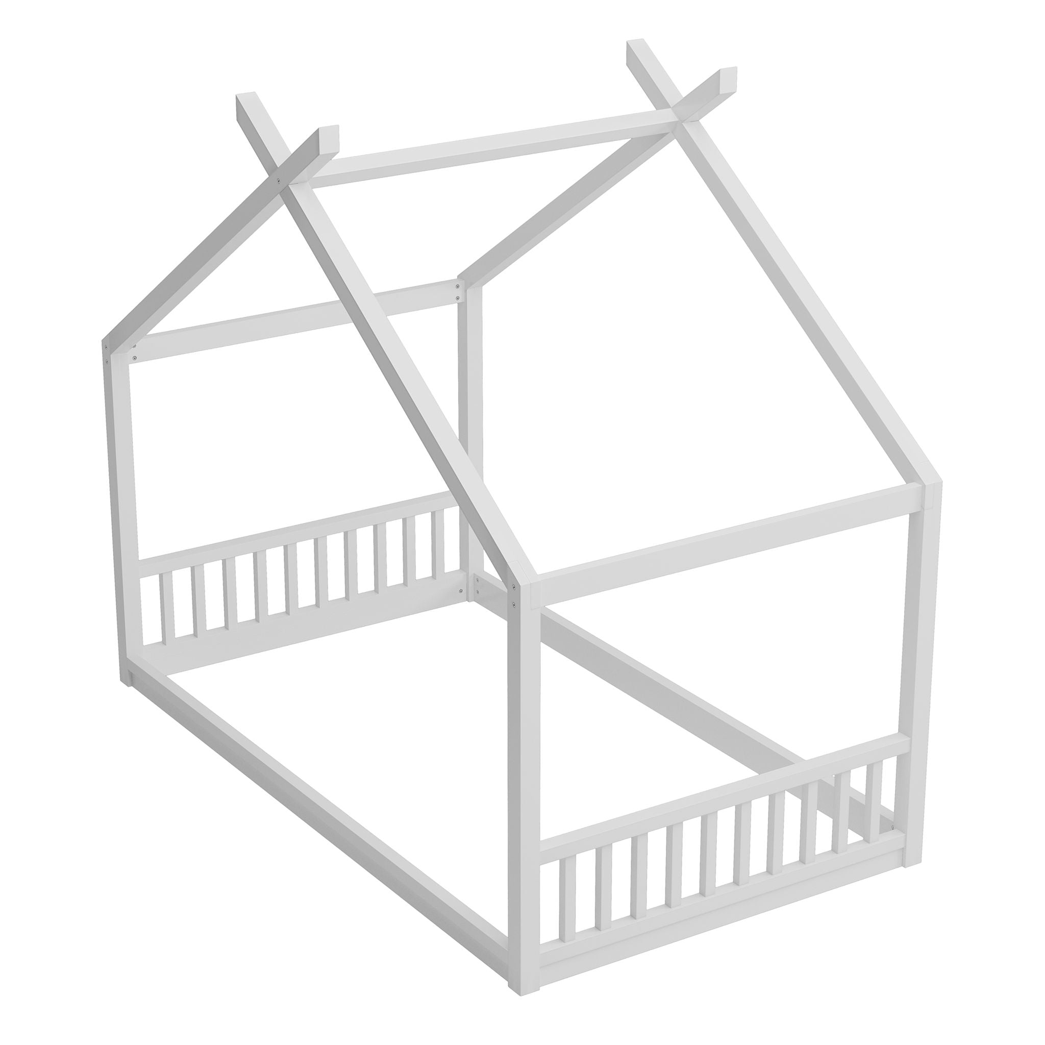 Montessori Style House Bed For Kids, Floor Bed Frame With Headboard And Footboard