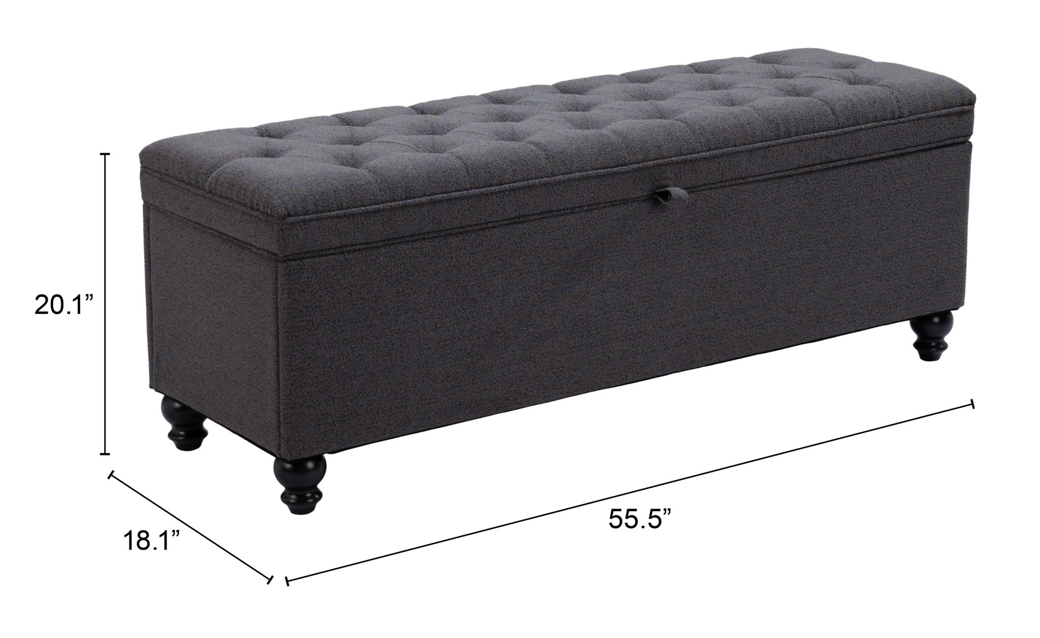 Halifax - Storage Bench - Gravel Gray