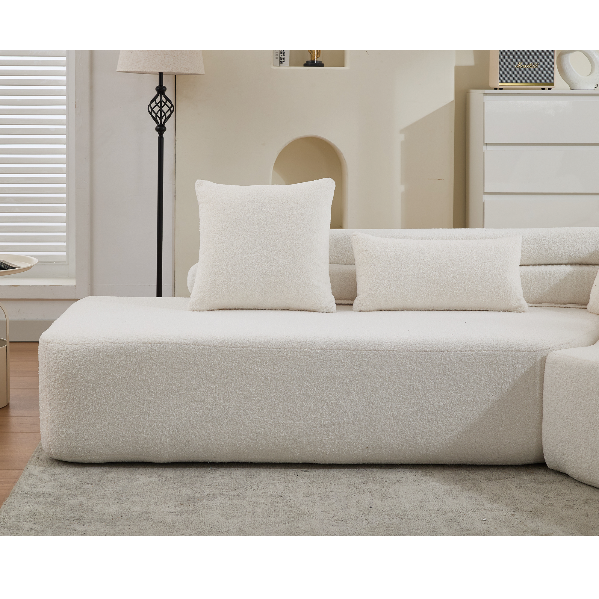 128' Minimalist Cloud Sectional Couch in Beige