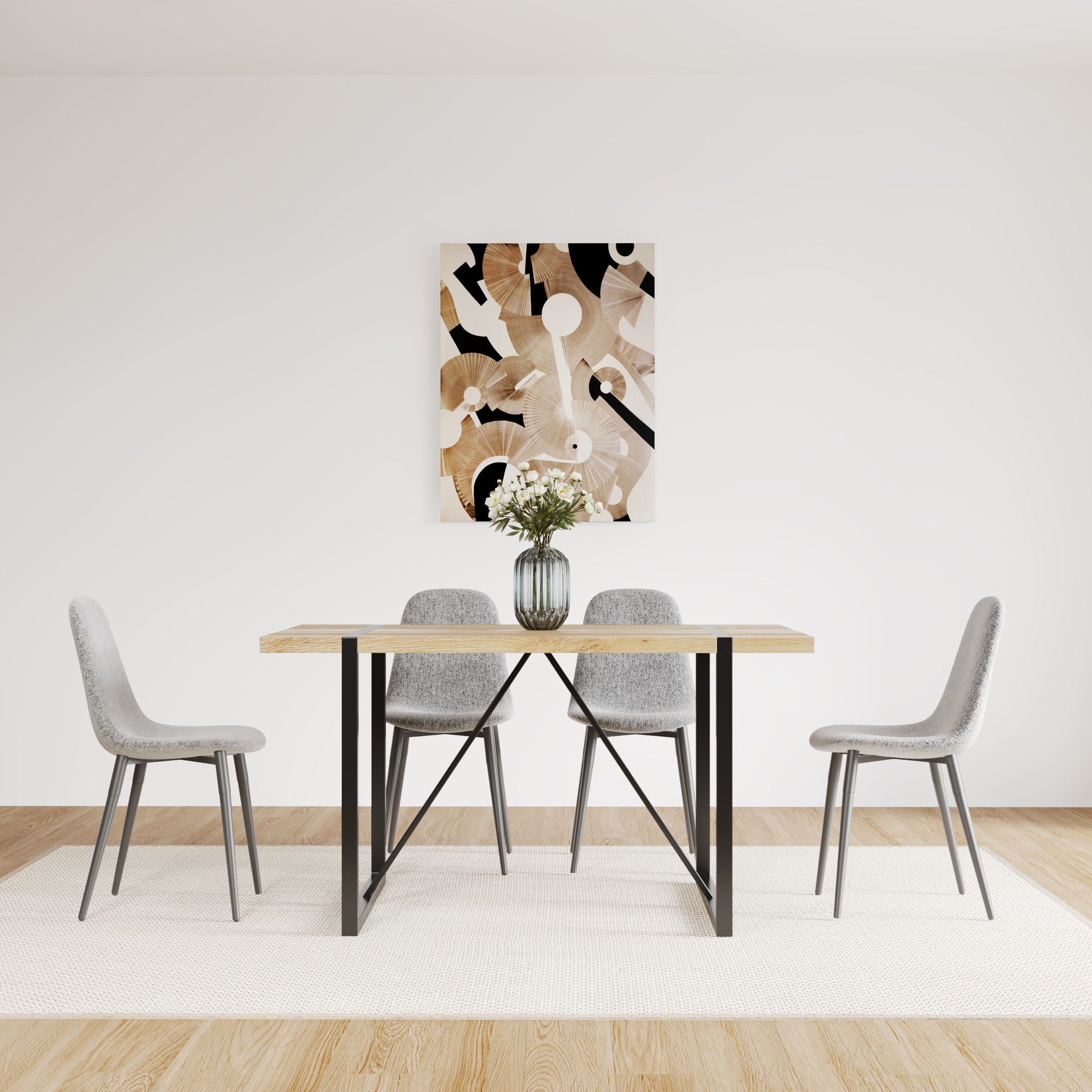 Modern Accent Dining Chairs Upholstered Seat, Metal Legs (Set of 4)