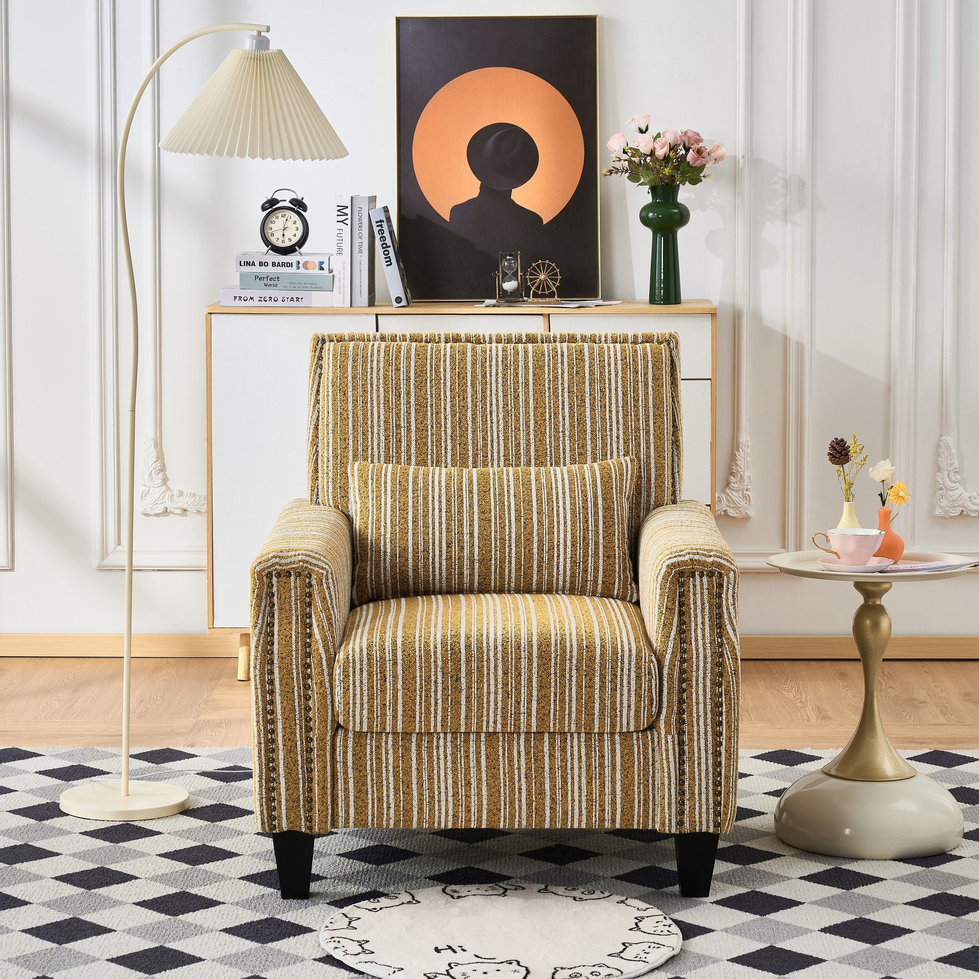 Accent Chair With Arms, Comfy Armchair For Living Room - Yellow