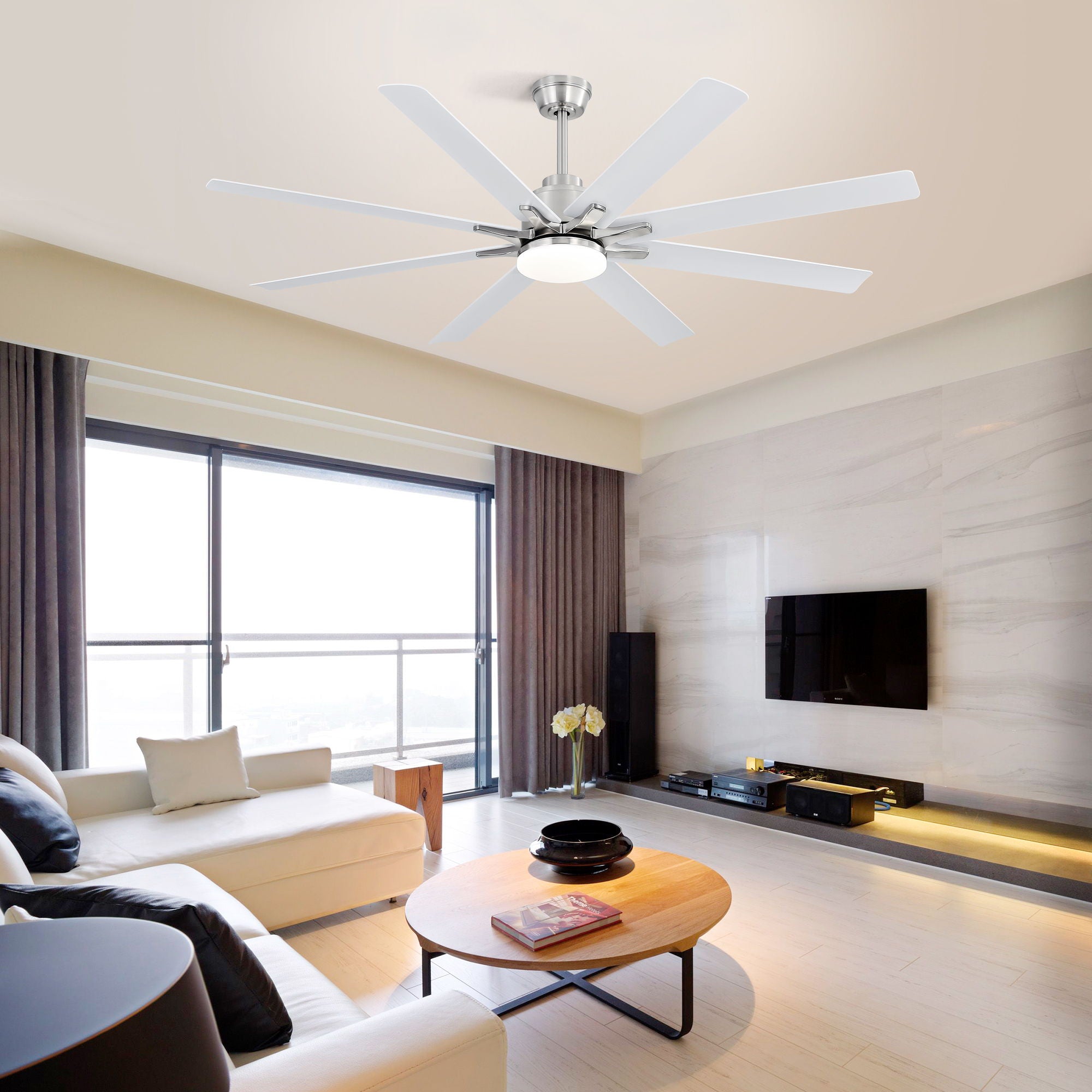 Ceiling Fan With Dimmable LED Light, 8 Blades, Reversible DC Motor, Remote Control