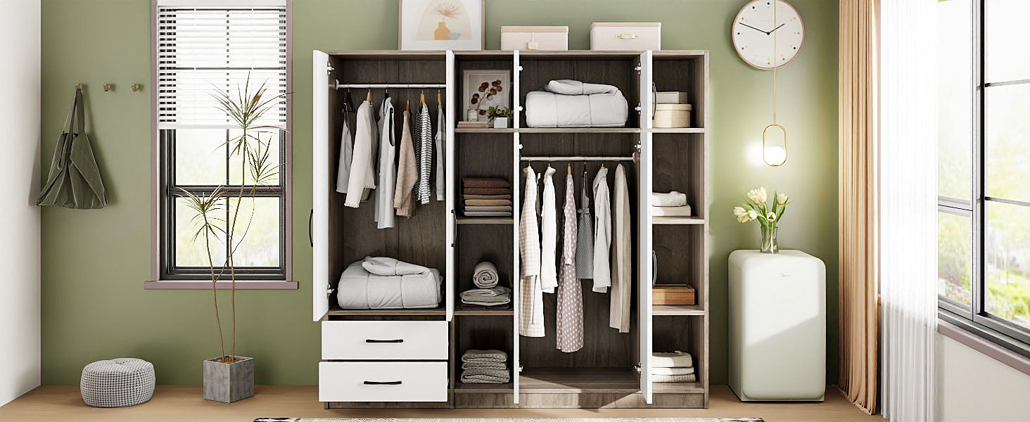 6 Door Wardrobe With Shelves And Drawers