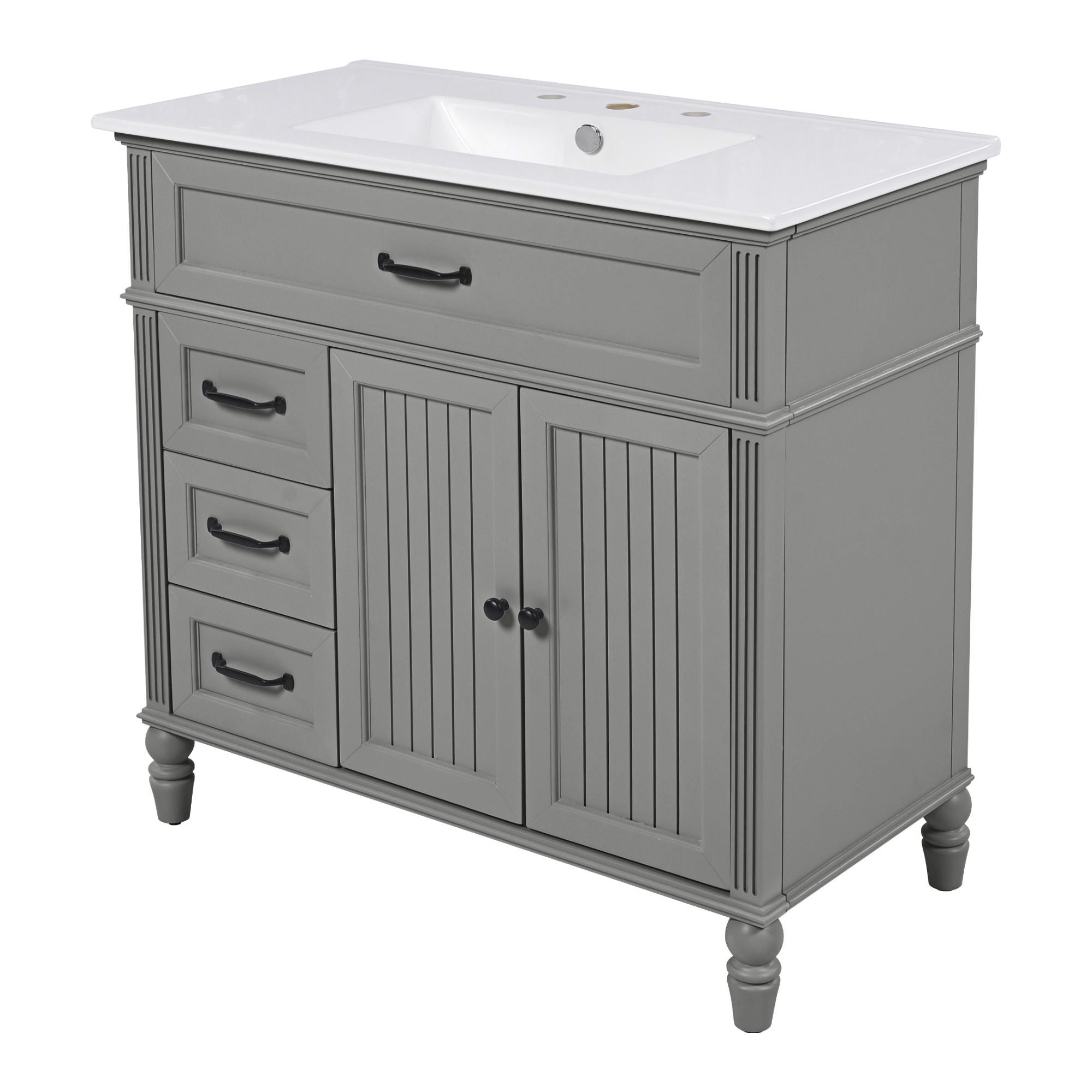 Bathroom Vanity With Sink, Freestanding Cabinet & Drawers