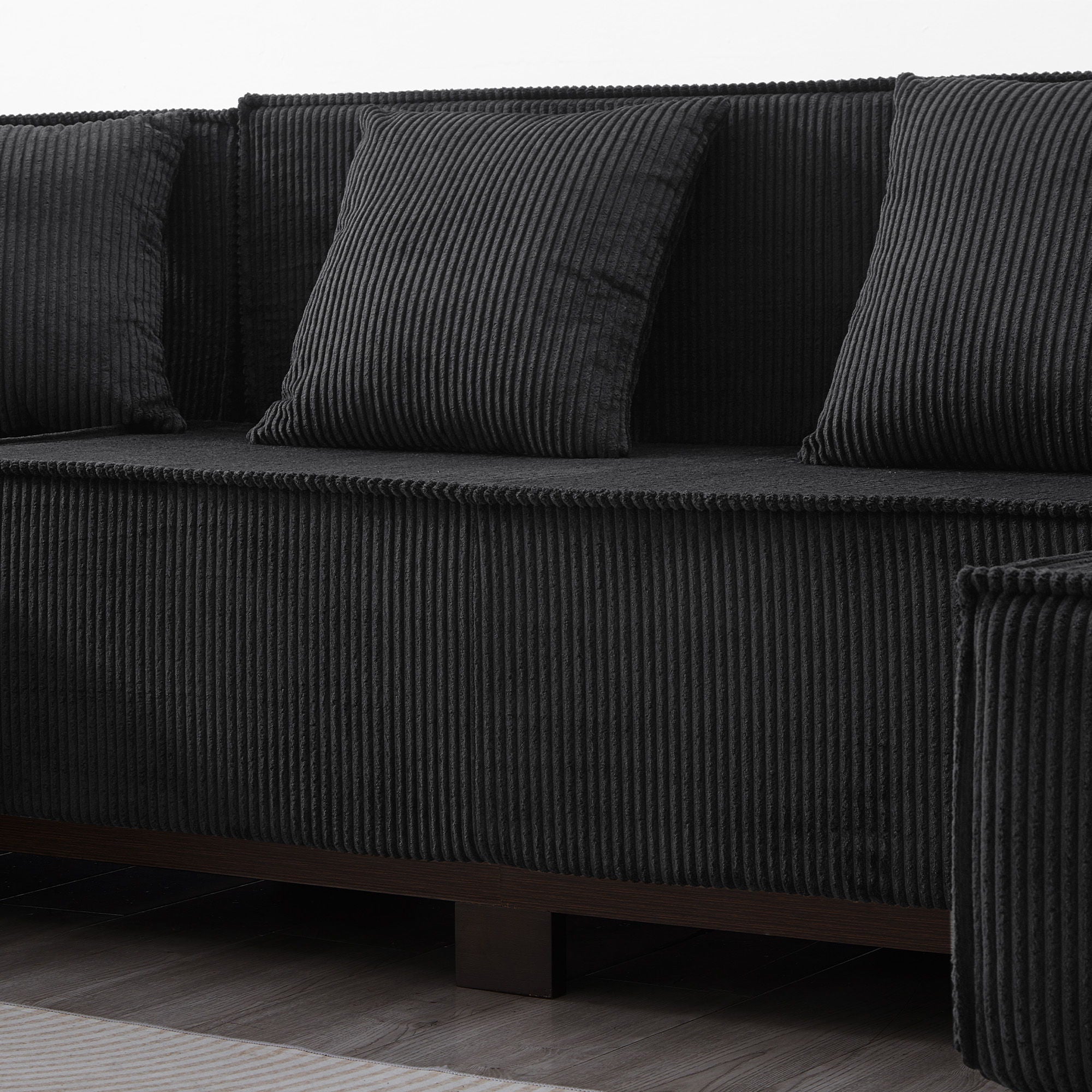 U-Shaped Sectional Sofa With RGB LED Light Strip And 6 Pillows