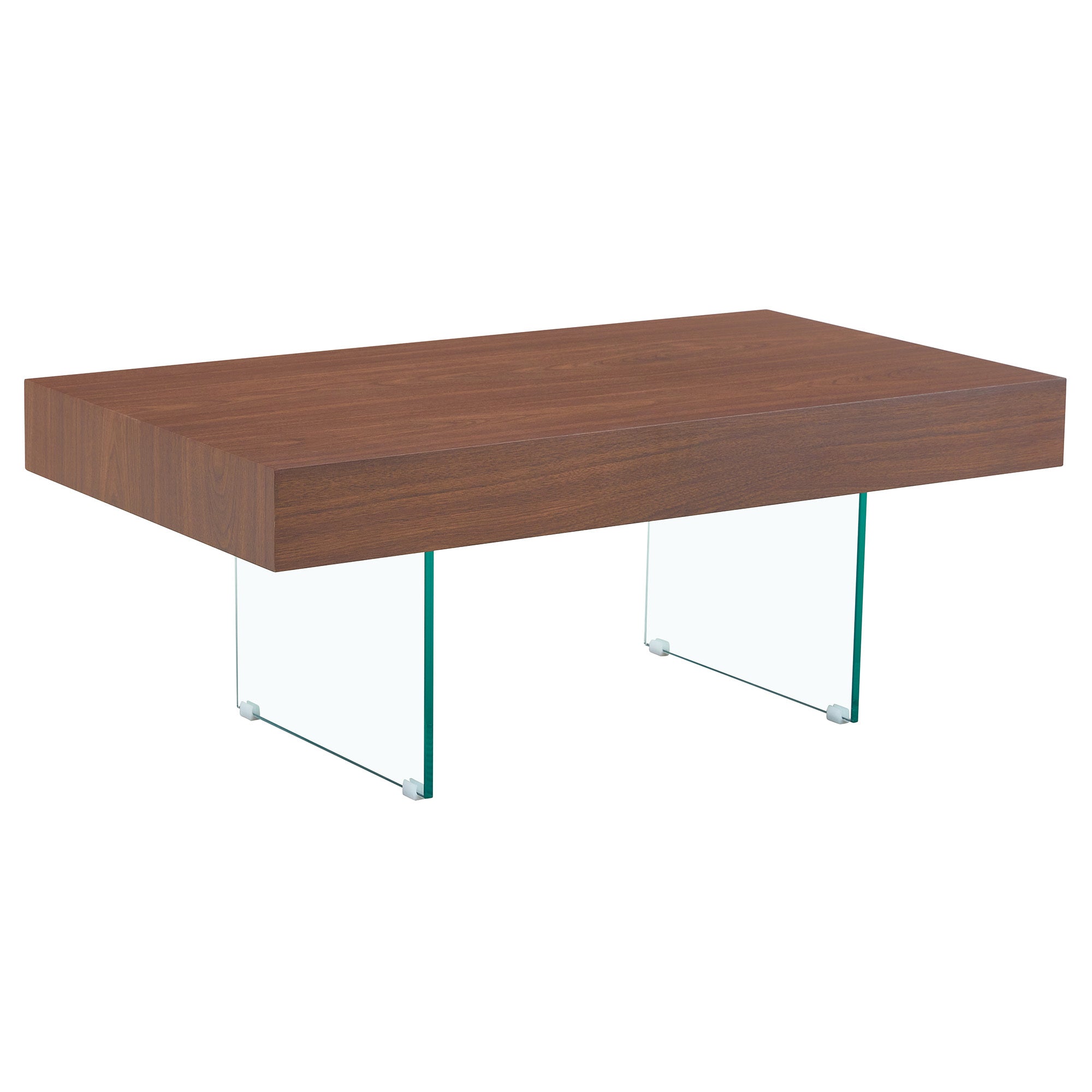 Walnut-Colored-MDF-Coffee-Table--With-Tempered-Glass-Legs.Density-Board-Sticker,Reinforced-Glass-Legs.Walnut-Colored-Texture-Sticker.-Coffee-Tables-and-End-Tables