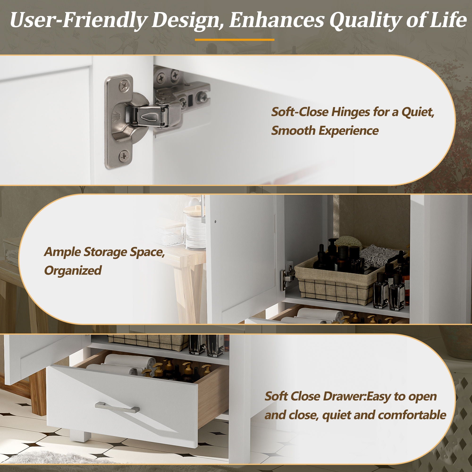 20.28" Bathroom Vanity With Sink & Storage - White