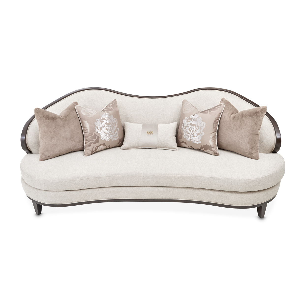 Camellia Field - Chenille Sofa - Beige / Dark Brown
